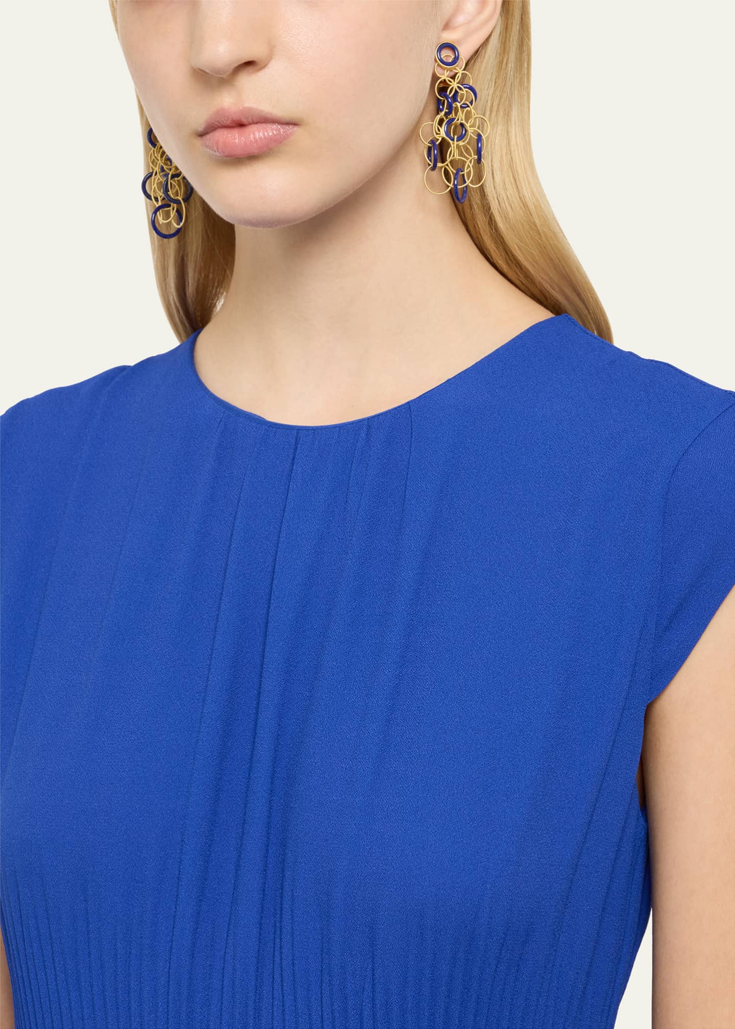 Buccellati Hawaii Color 18K Yellow Gold Lapis Lazuli Earrings, 7cm Image 2 of 4