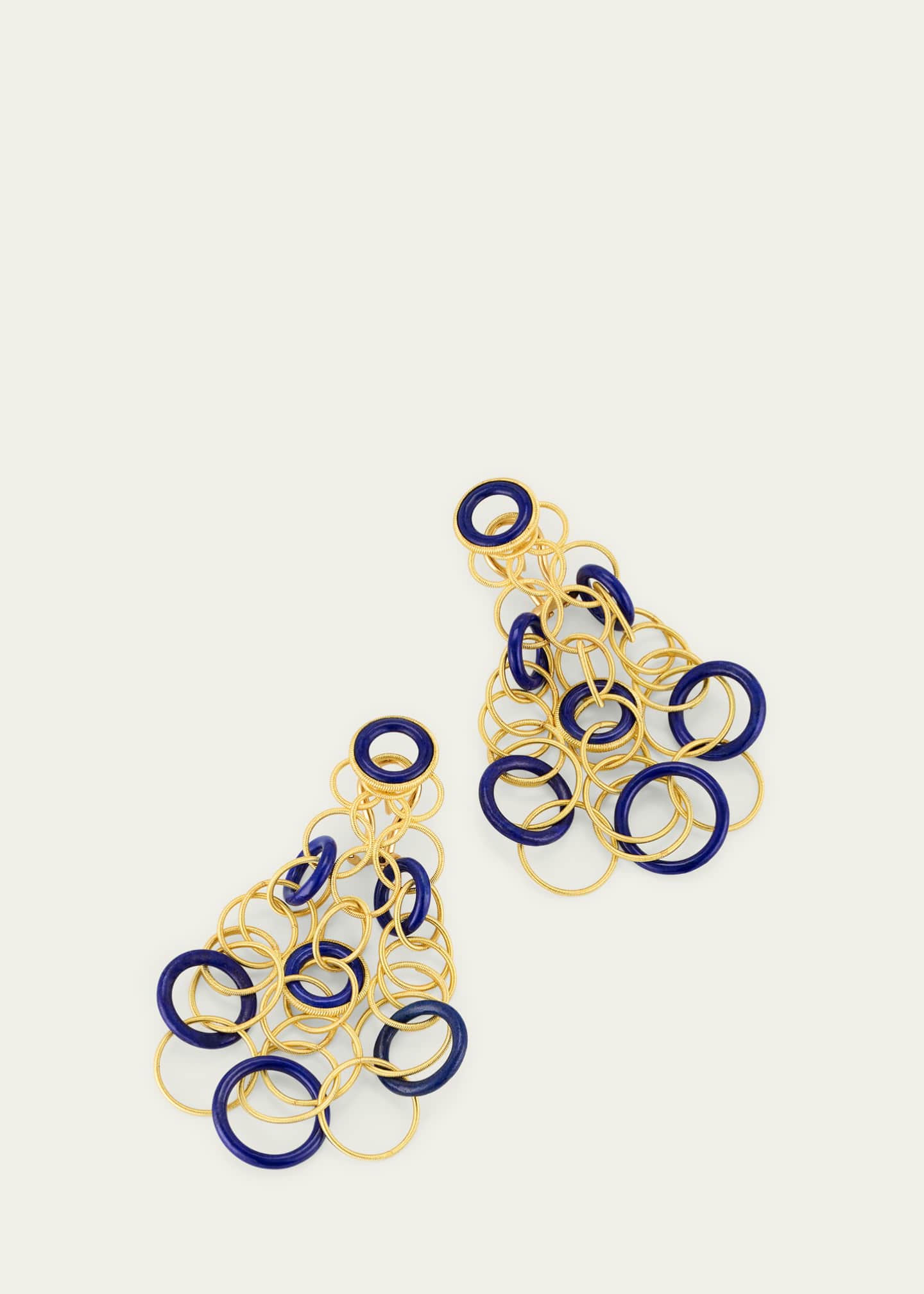 Buccellati Hawaii Color 18K Yellow Gold Lapis Lazuli Earrings, 7cm Image 3 of 4