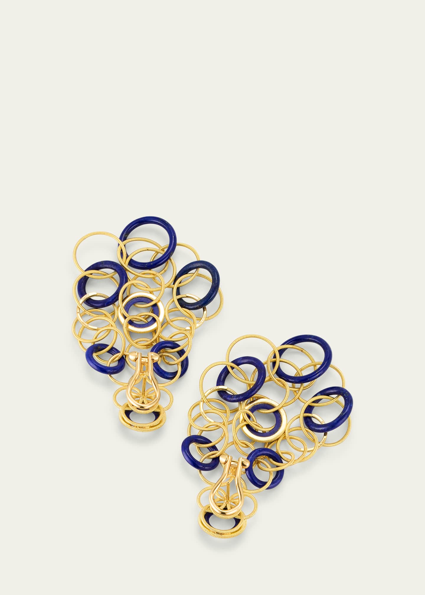 Buccellati Hawaii Color 18K Yellow Gold Lapis Lazuli Earrings, 7cm Image 4 of 4