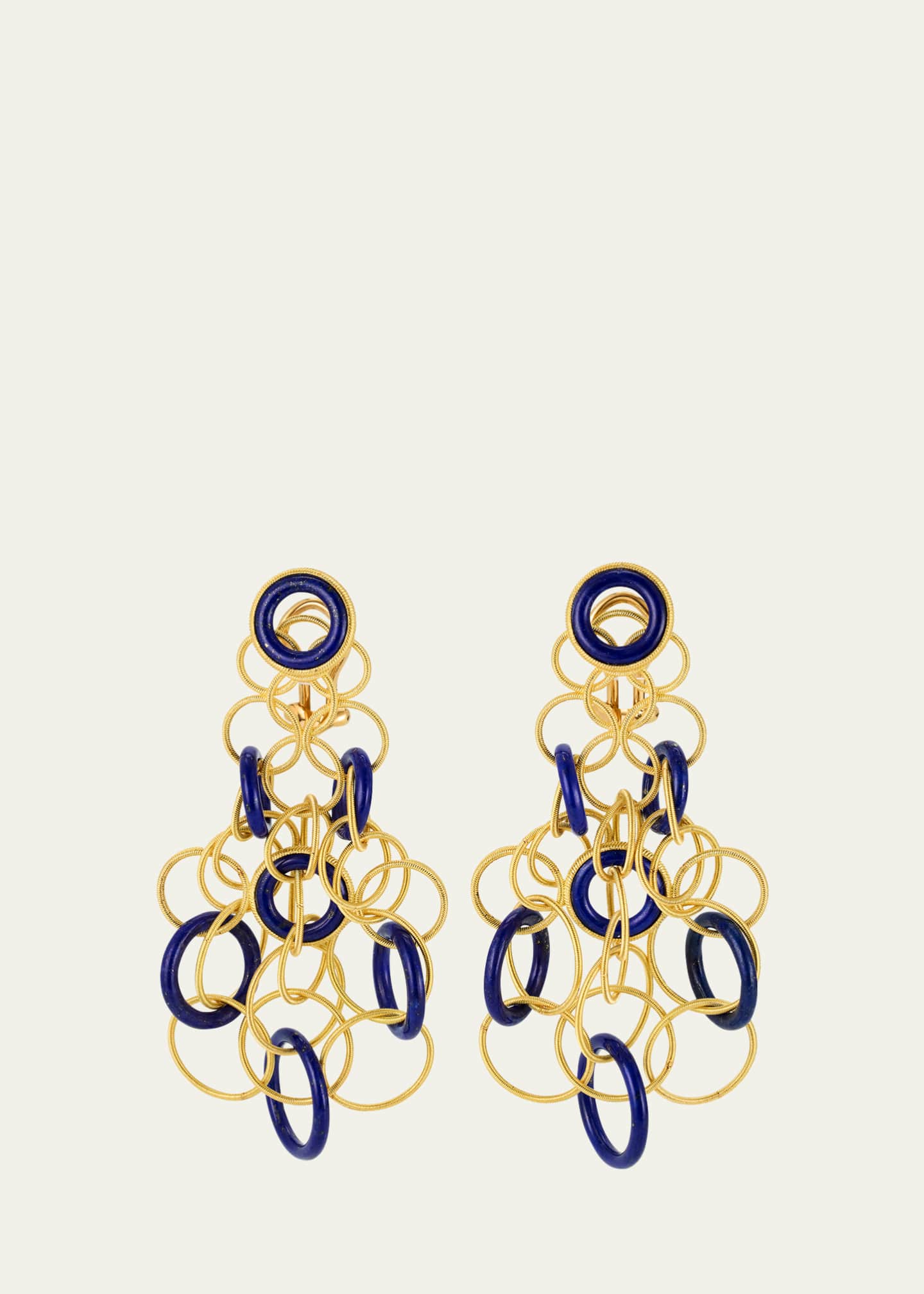 Buccellati Hawaii Color 18K Yellow Gold Lapis Lazuli Earrings, 7cm Image 1 of 4