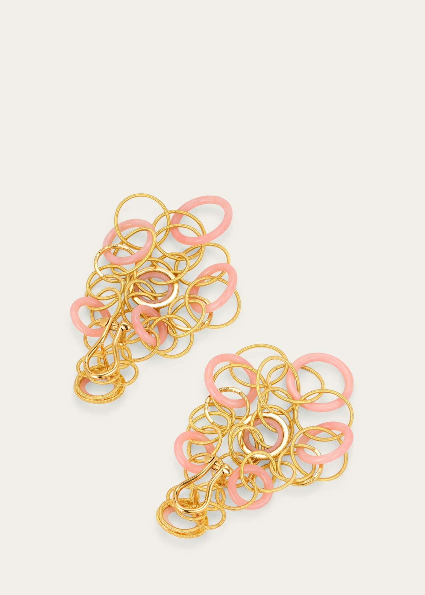 Buccellati Hawaii 18K Yellow Gold Pink Opal Earrings, 7cm Image 4 of 4
