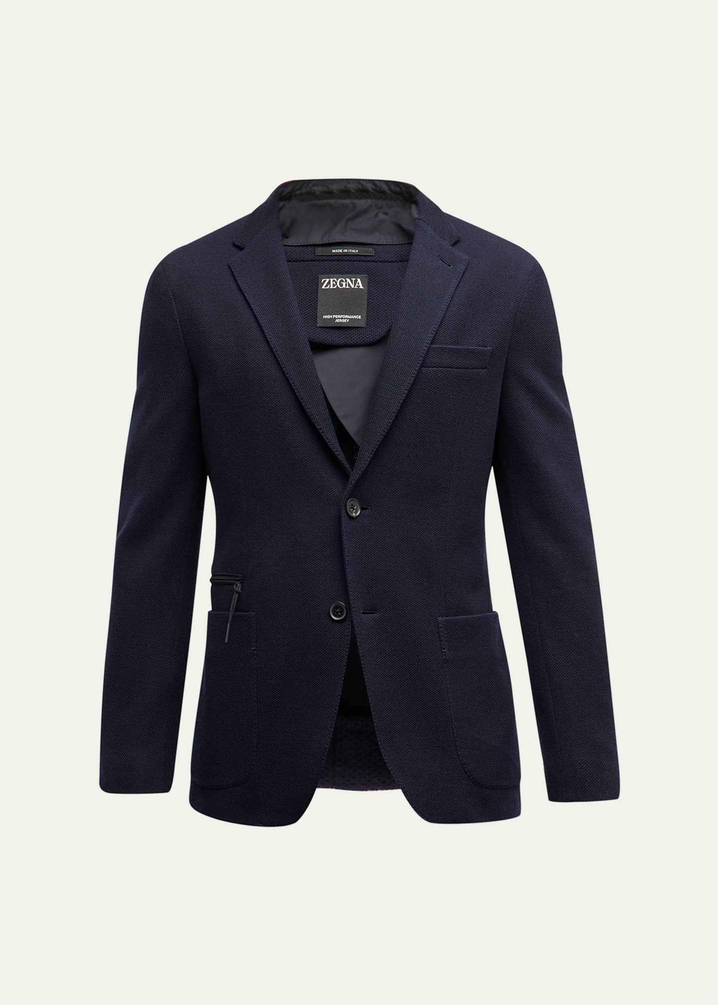 ZEGNA Men s High Performance Jersey Sport Coat with Suede Bib