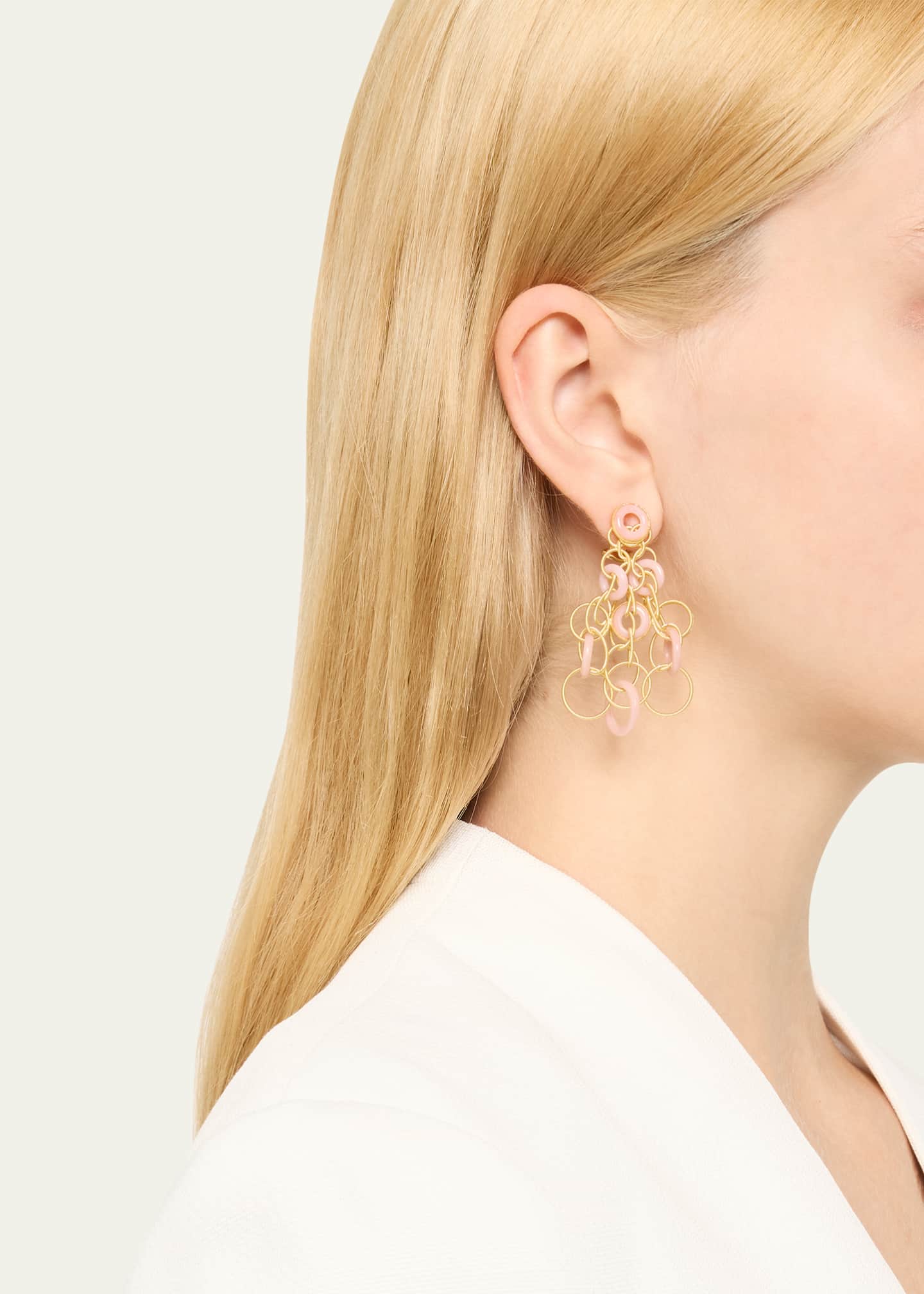 maumaumau　クリスタル　ハニカムカービング　　ピアス　14kgf Buccellati Hawaii 18K Yellow Gold Pink Opal Earrings, 5cm