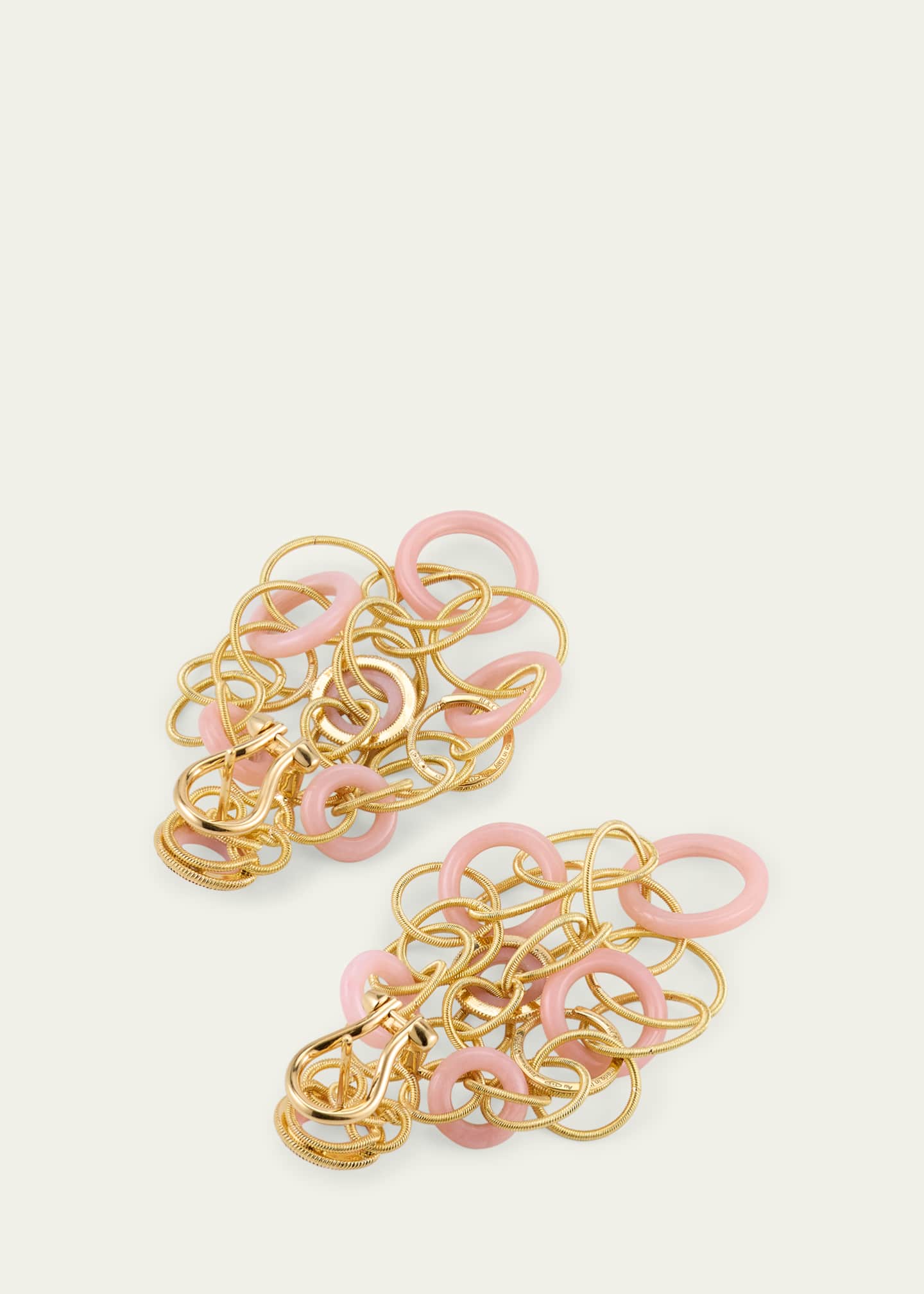 Buccellati Hawaii 18K Yellow Gold Pink Opal Earrings, 5cm