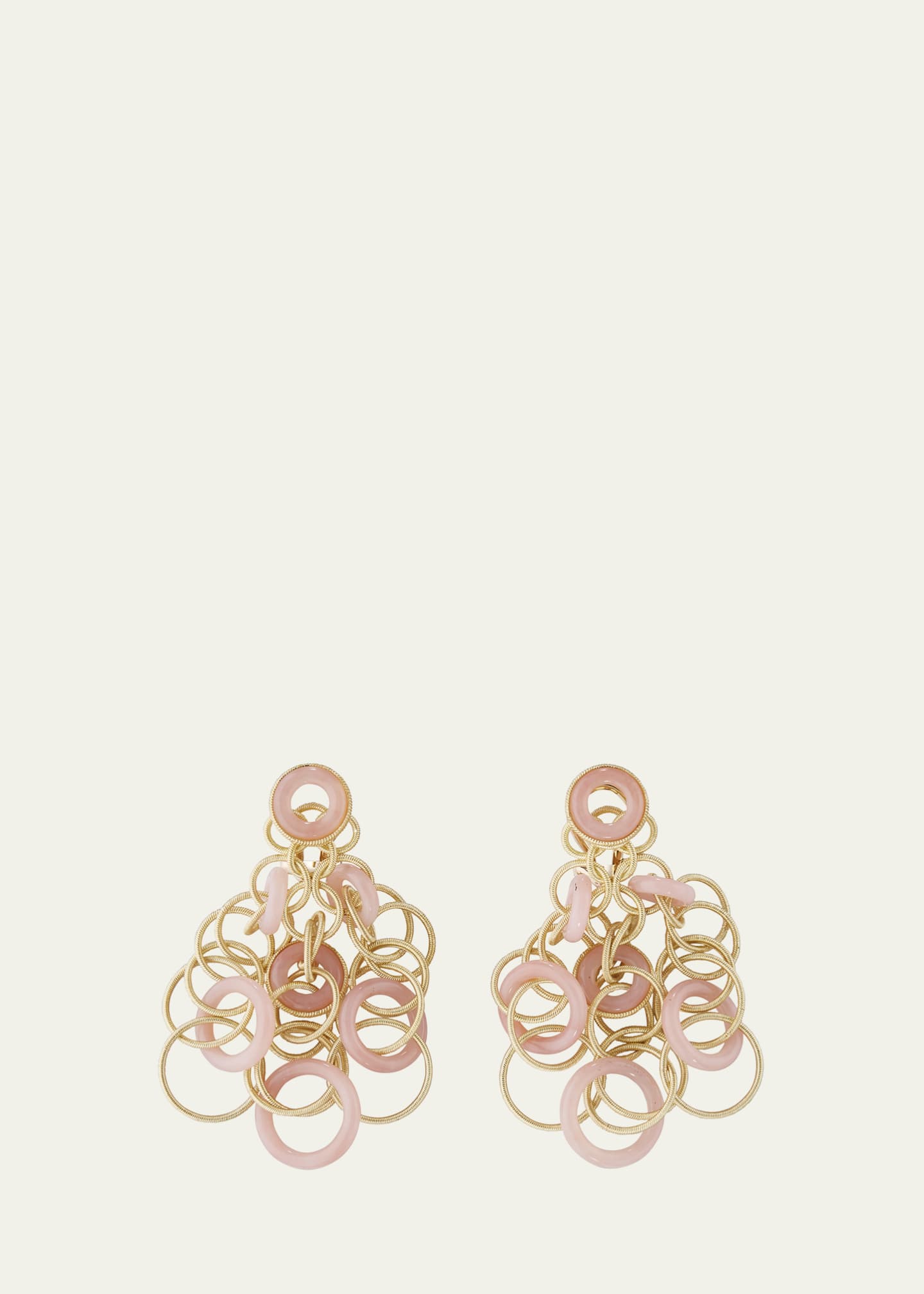 Buccellati Hawaii 18K Yellow Gold Pink Opal Earrings, 5cm