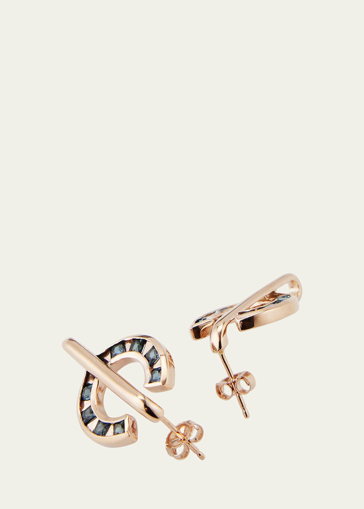 JOLLY BIJOU 14k Rose Gold Sundial Indicolite Tourmaline Stud Earrings Image 4 of 4