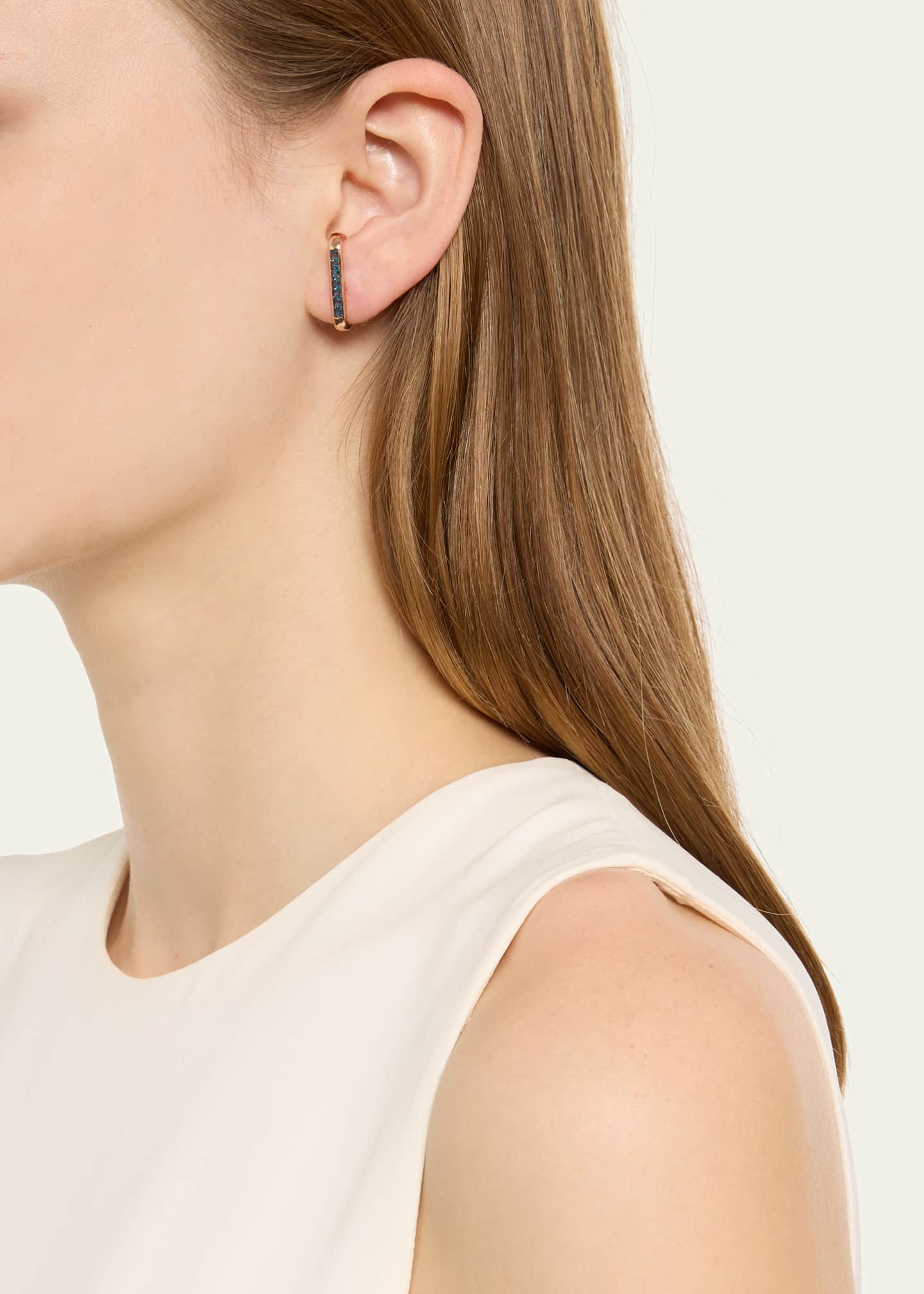 JOLLY BIJOU 14k Rose Gold Barre Blue Topaz Earlobe Wrap Earrings