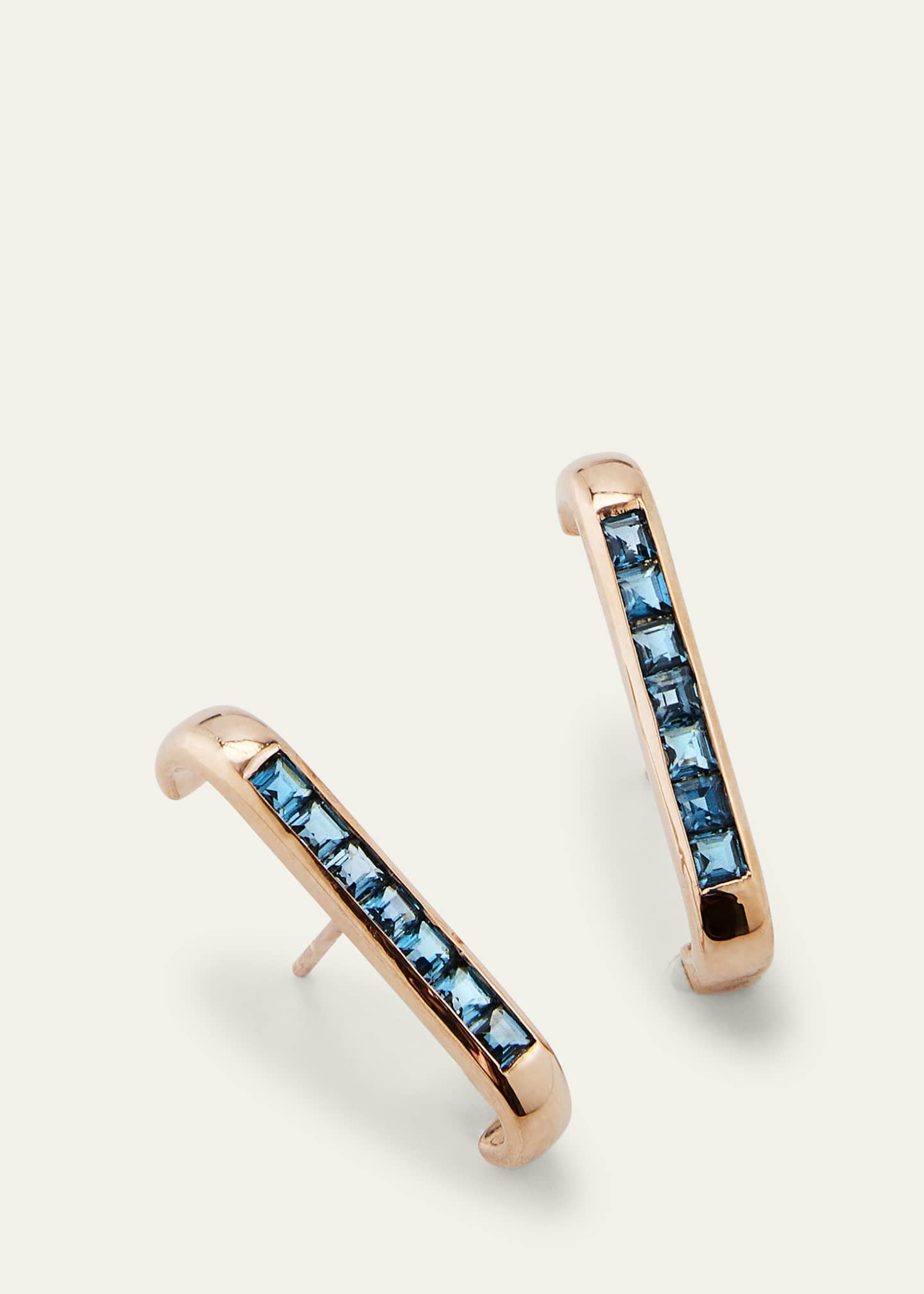 JOLLY BIJOU 14k Rose Gold Barre Blue Topaz Earlobe Wrap Earrings