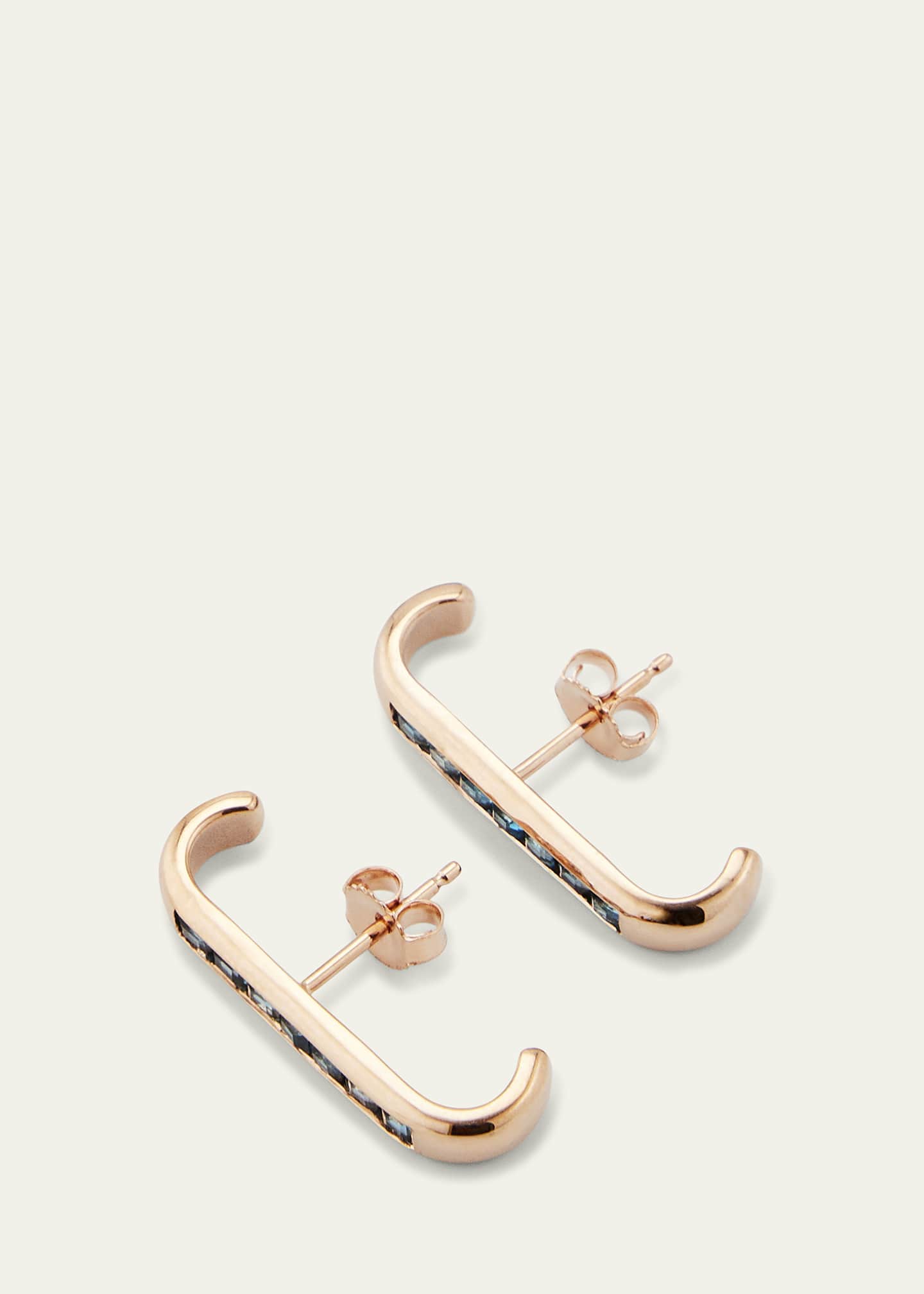 JOLLY BIJOU 14k Rose Gold Barre Blue Topaz Earlobe Wrap Earrings