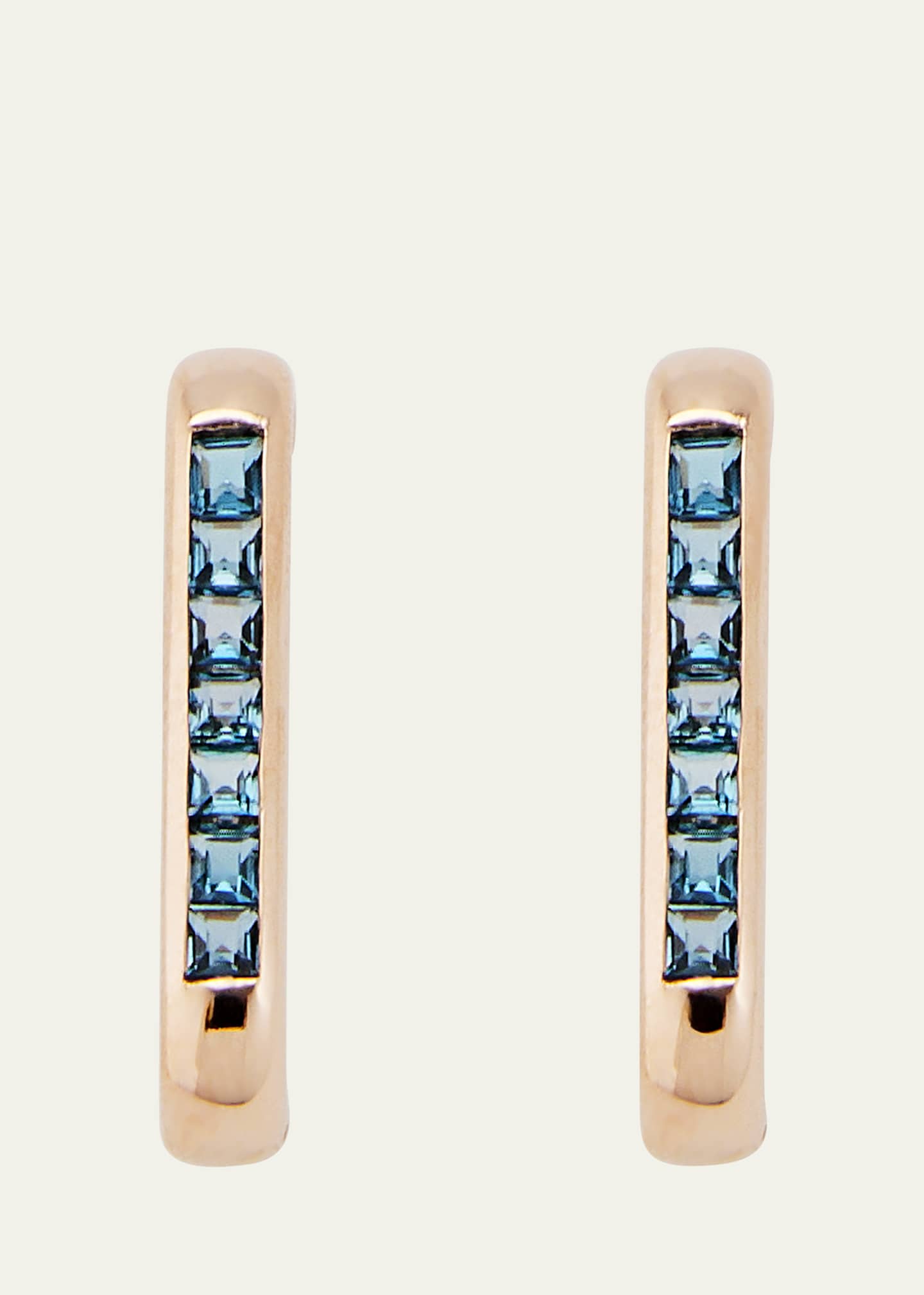 JOLLY BIJOU 14k Rose Gold Barre Blue Topaz Earlobe Wrap Earrings