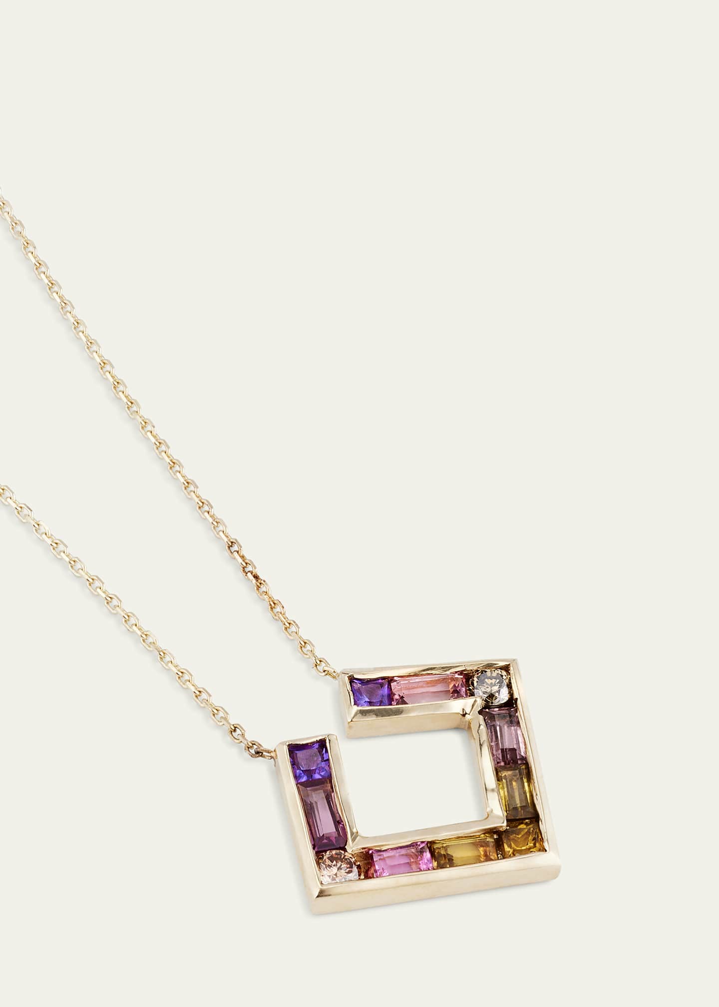 JOLLY BIJOU 14k Gold Open Square Multi-Stone Necklace Image 3 of 4