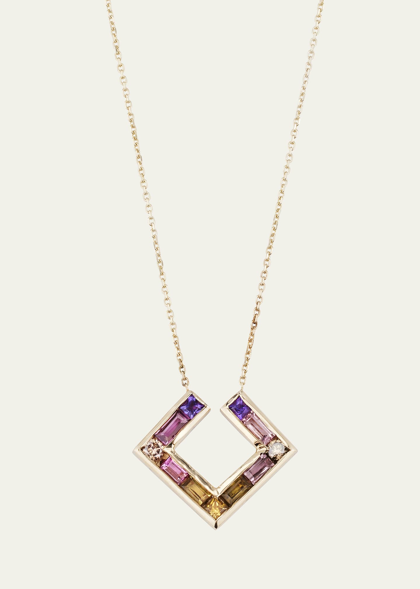 JOLLY BIJOU 14k Gold Open Square Multi-Stone Necklace Image 1 of 4