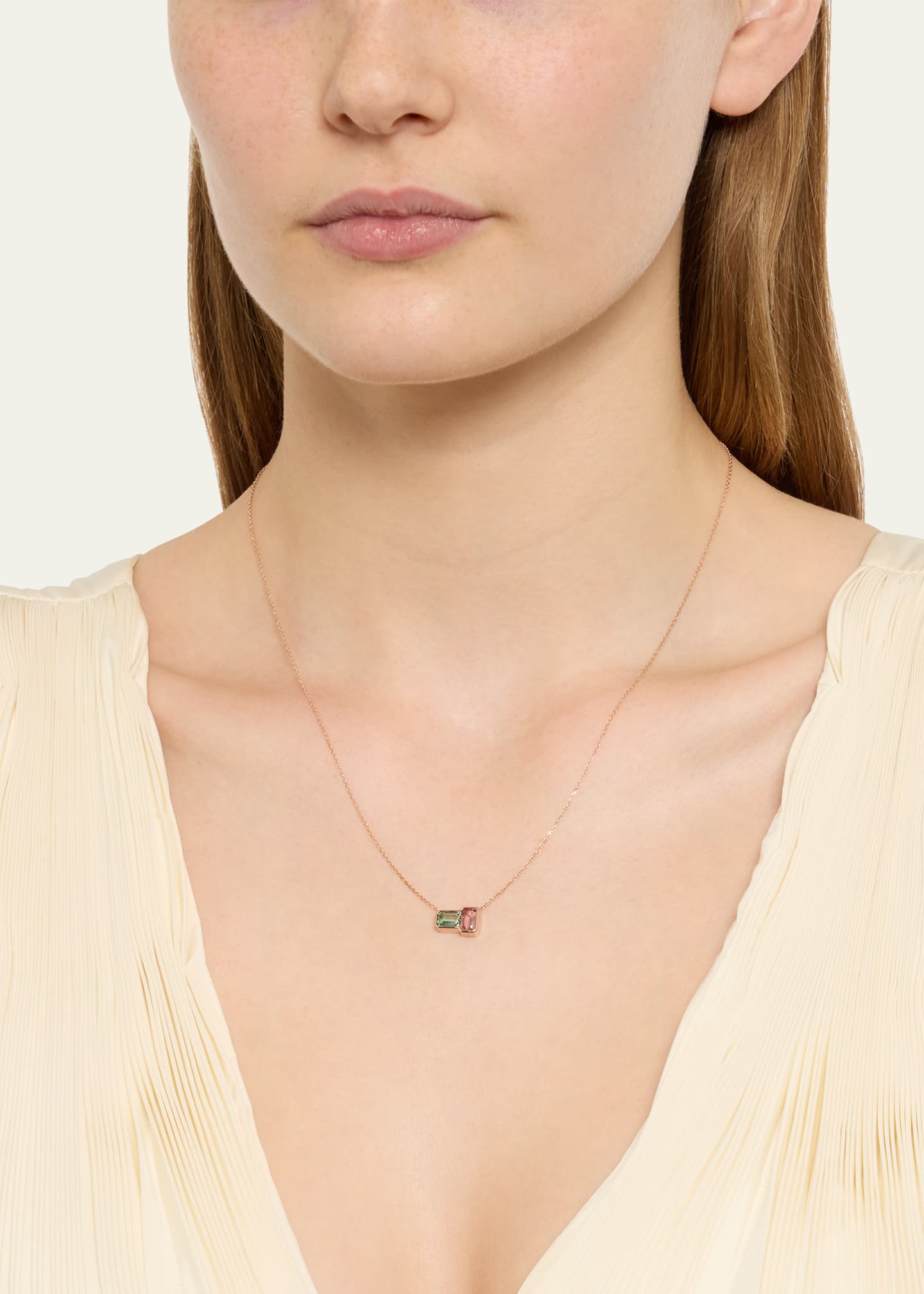 JOLLY BIJOU 14k Rose Gold Orb Tourmaline Pendant Necklace Image 2 of 4
