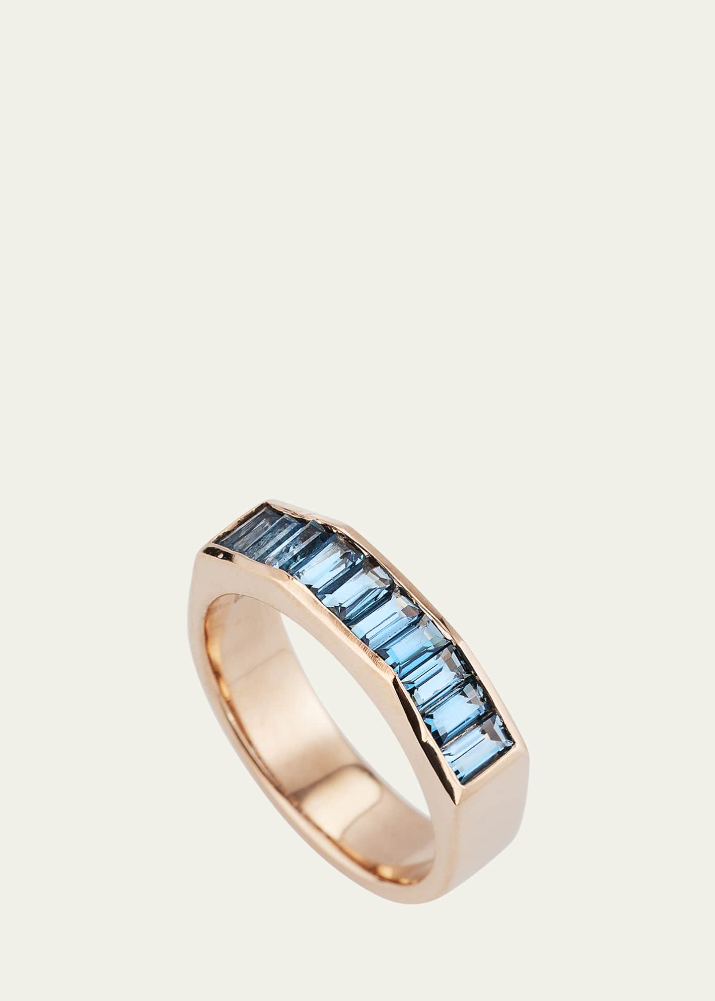 JOLLY BIJOU 14k Rose Gold Otto Blue Topaz Ring Image 4 of 4