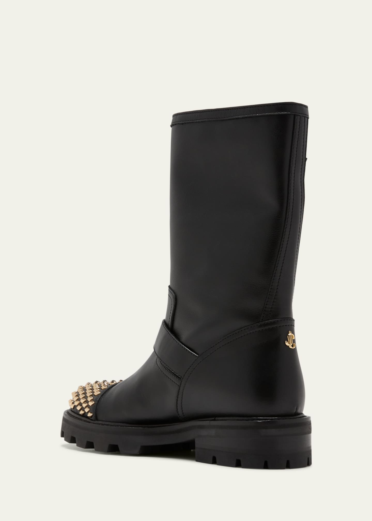Leather studded biker boots outlet