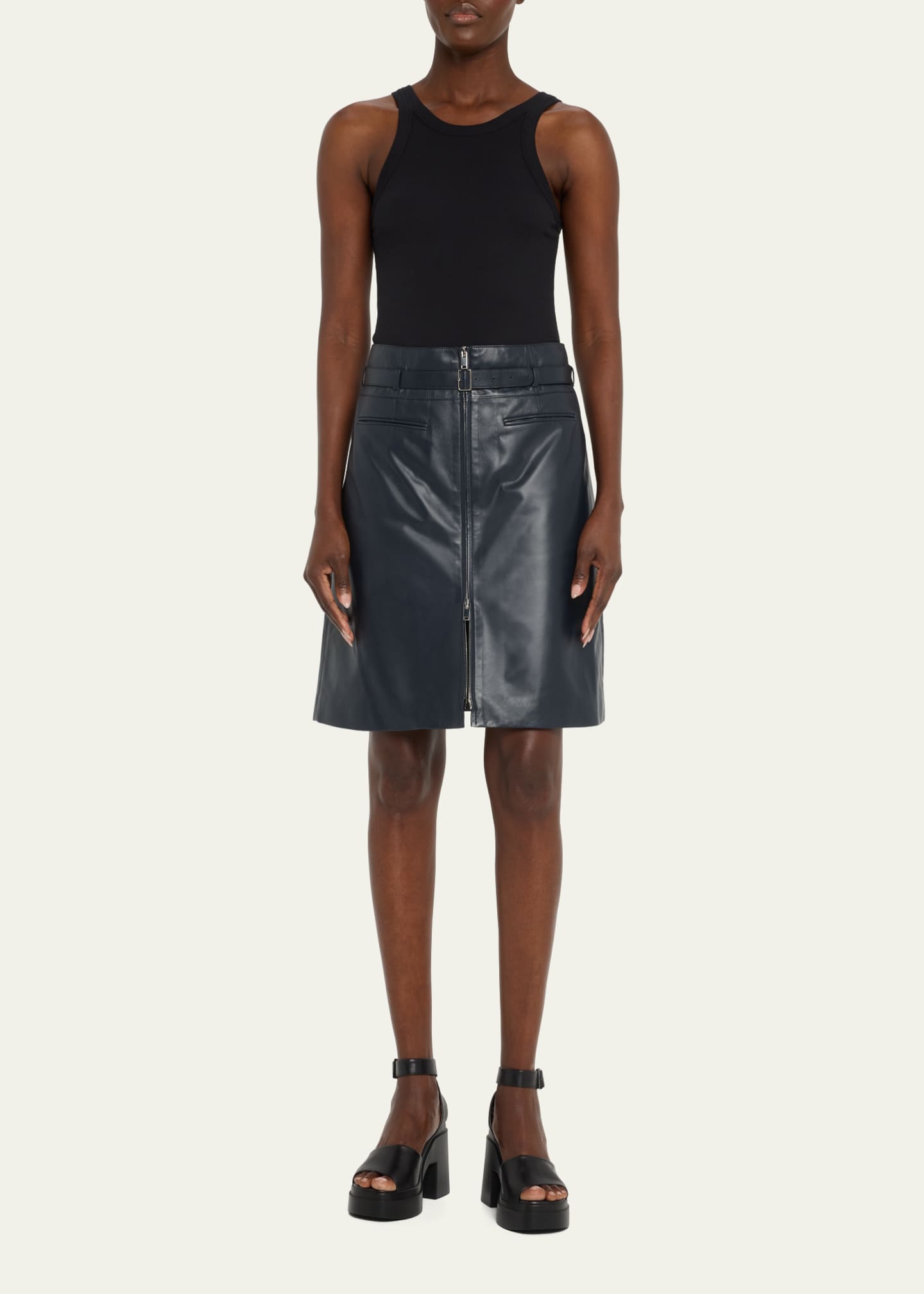 Proenza Schouler Glossy Leather Belted Skirt - Bergdorf Goodman