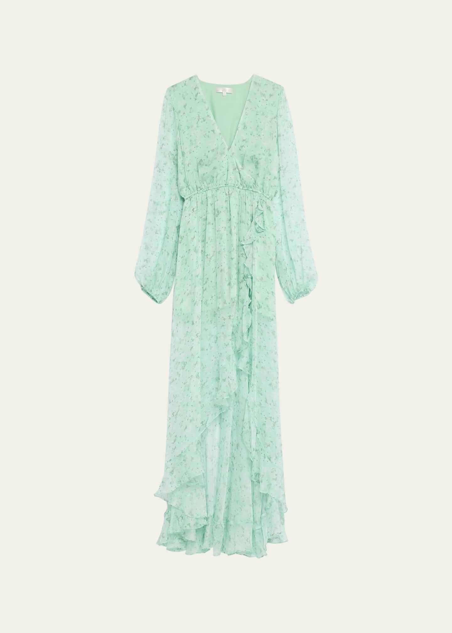 Caroline Constas Liv Floral Silk High-Low Faux-Wrap Gown - Bergdorf Goodman