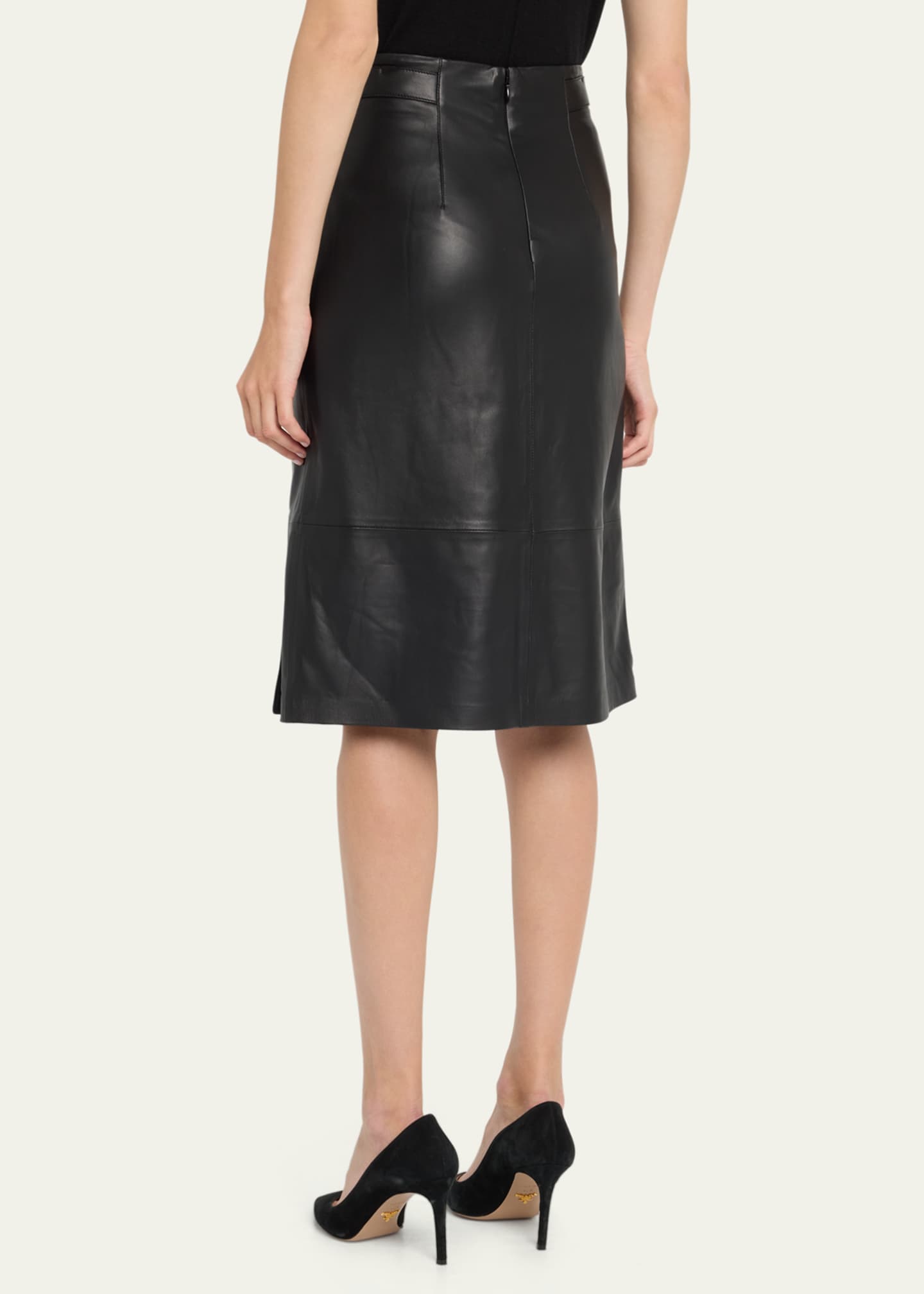 Leather skirt knee length sales
