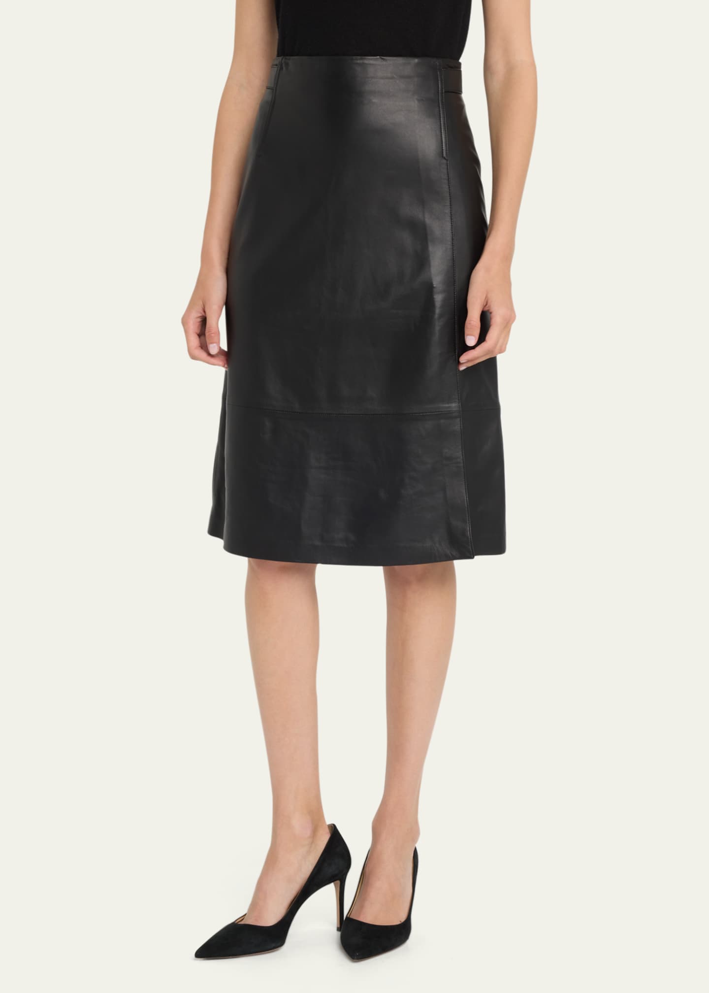 Vince black leather skirt store