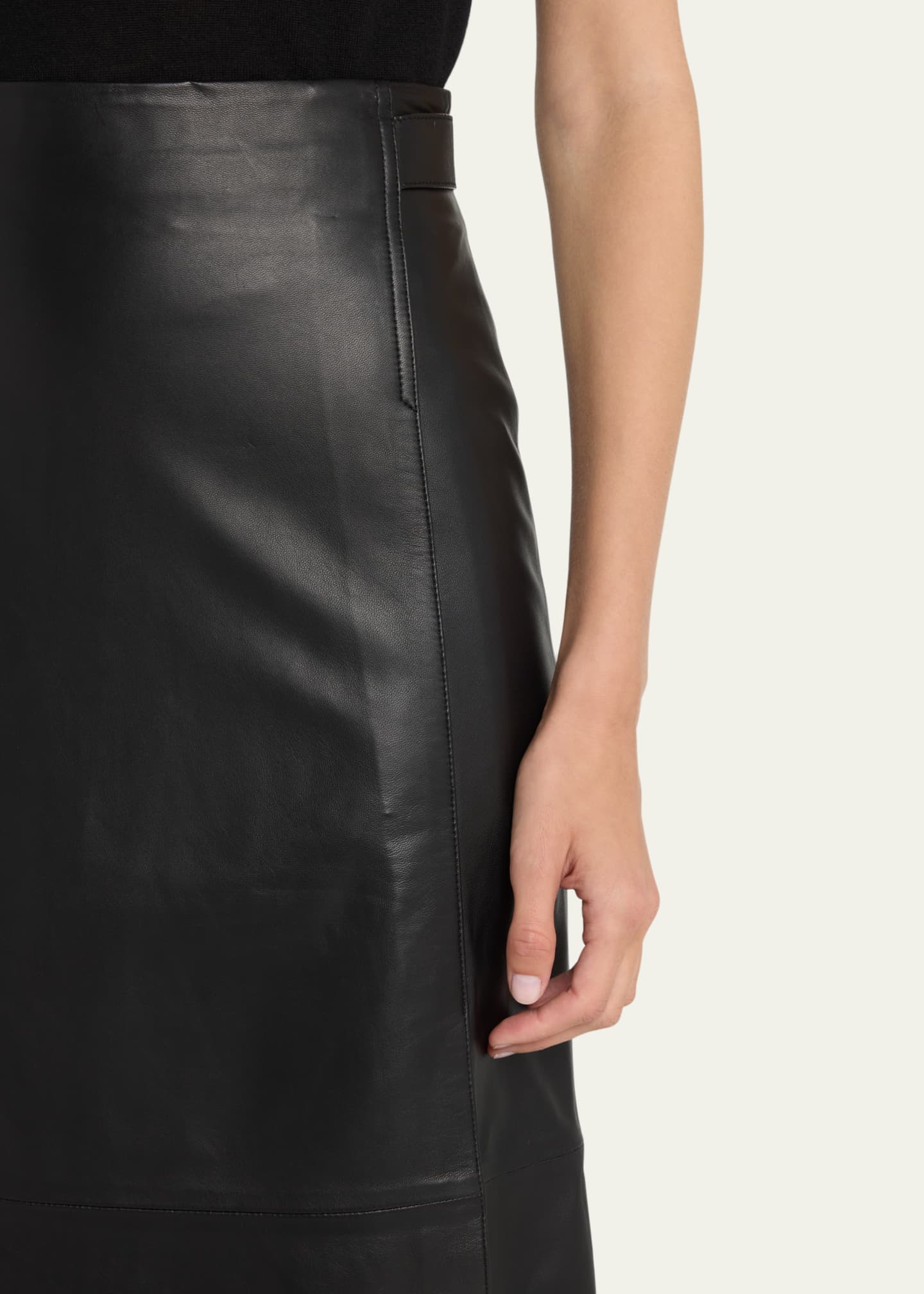 Vince Tailored Knee Length Leather Skirt