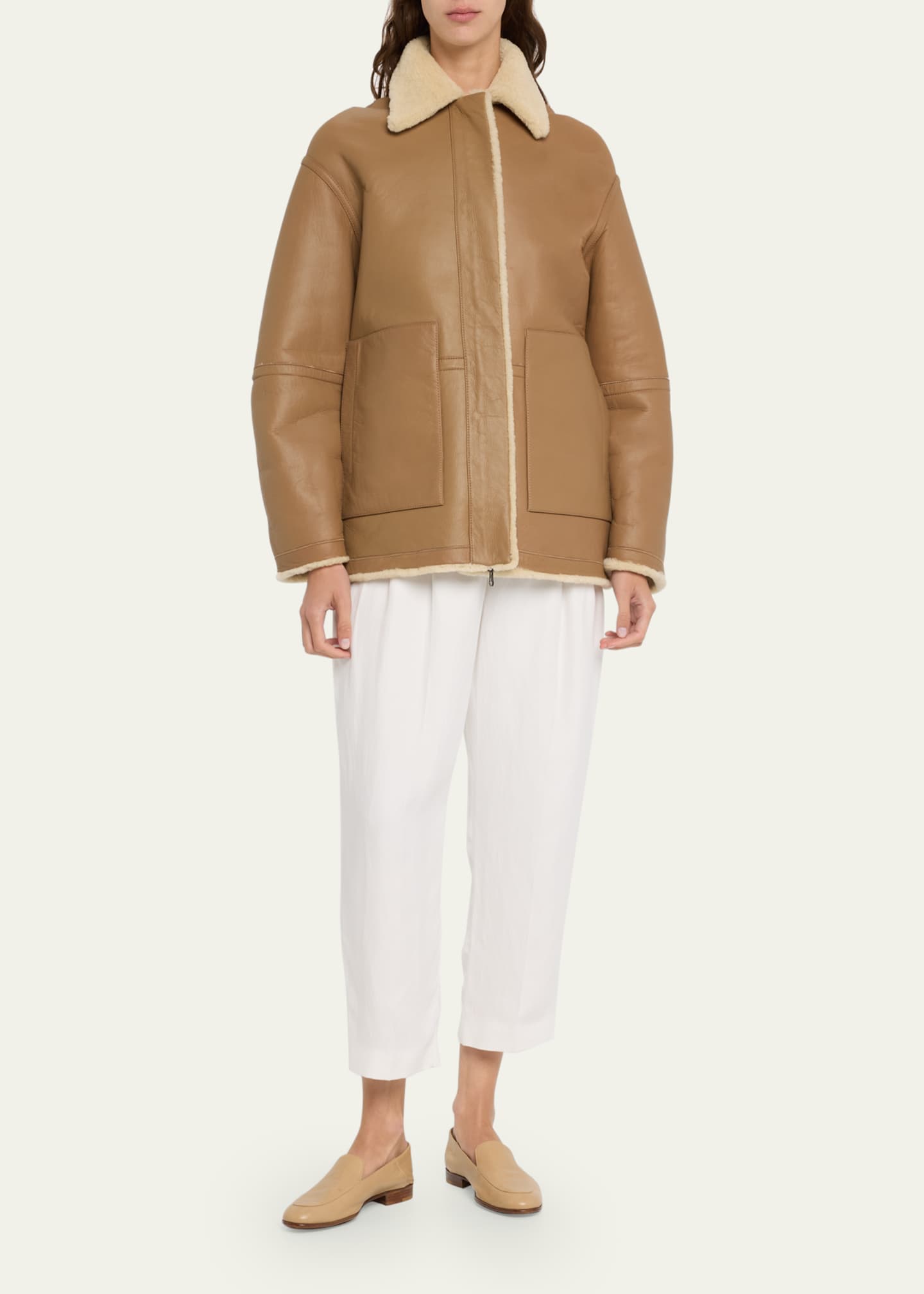 Vince leather shop shearling jacket