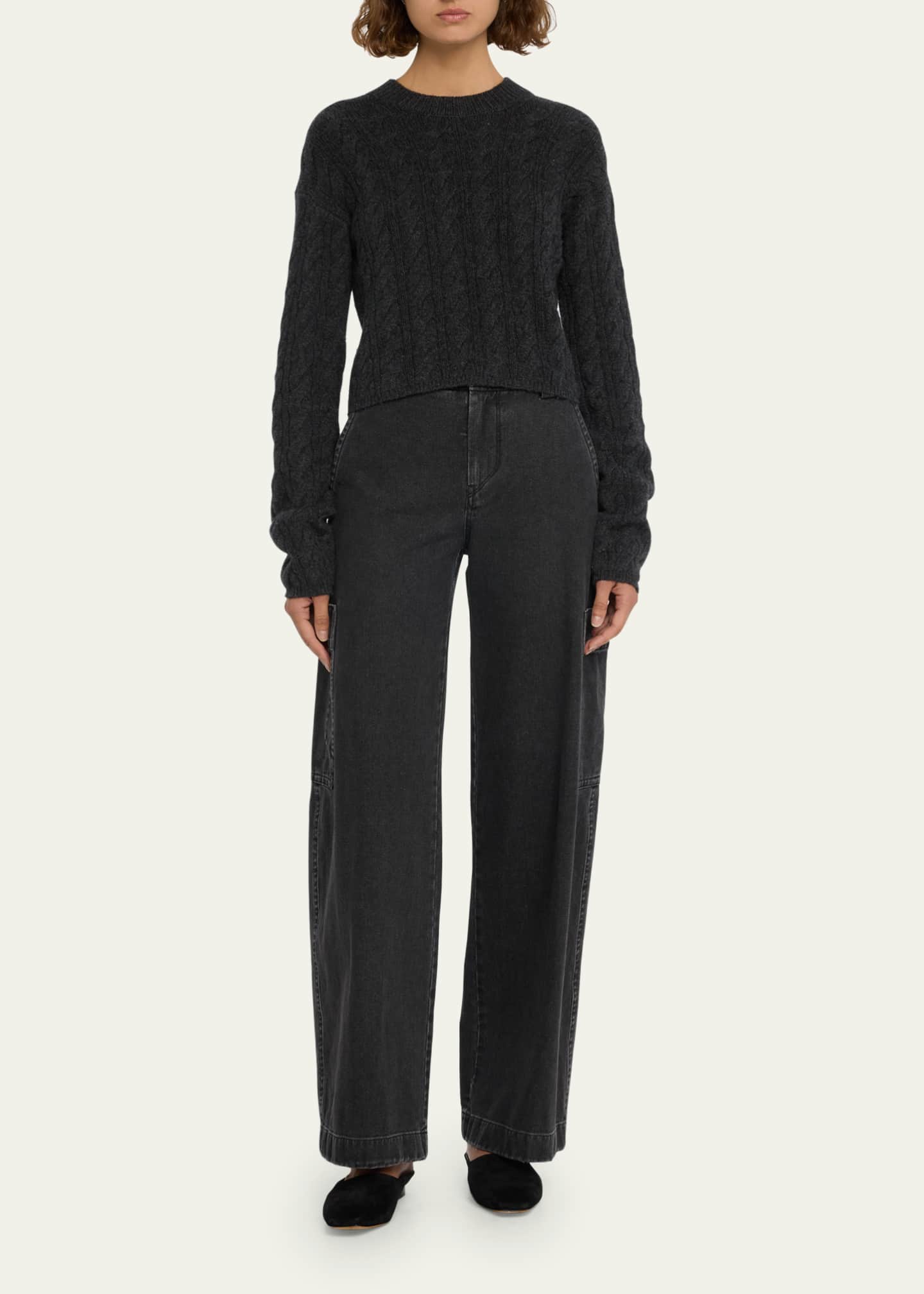 Vince WideLeg Utility Denim Jeans Bergdorf Goodman