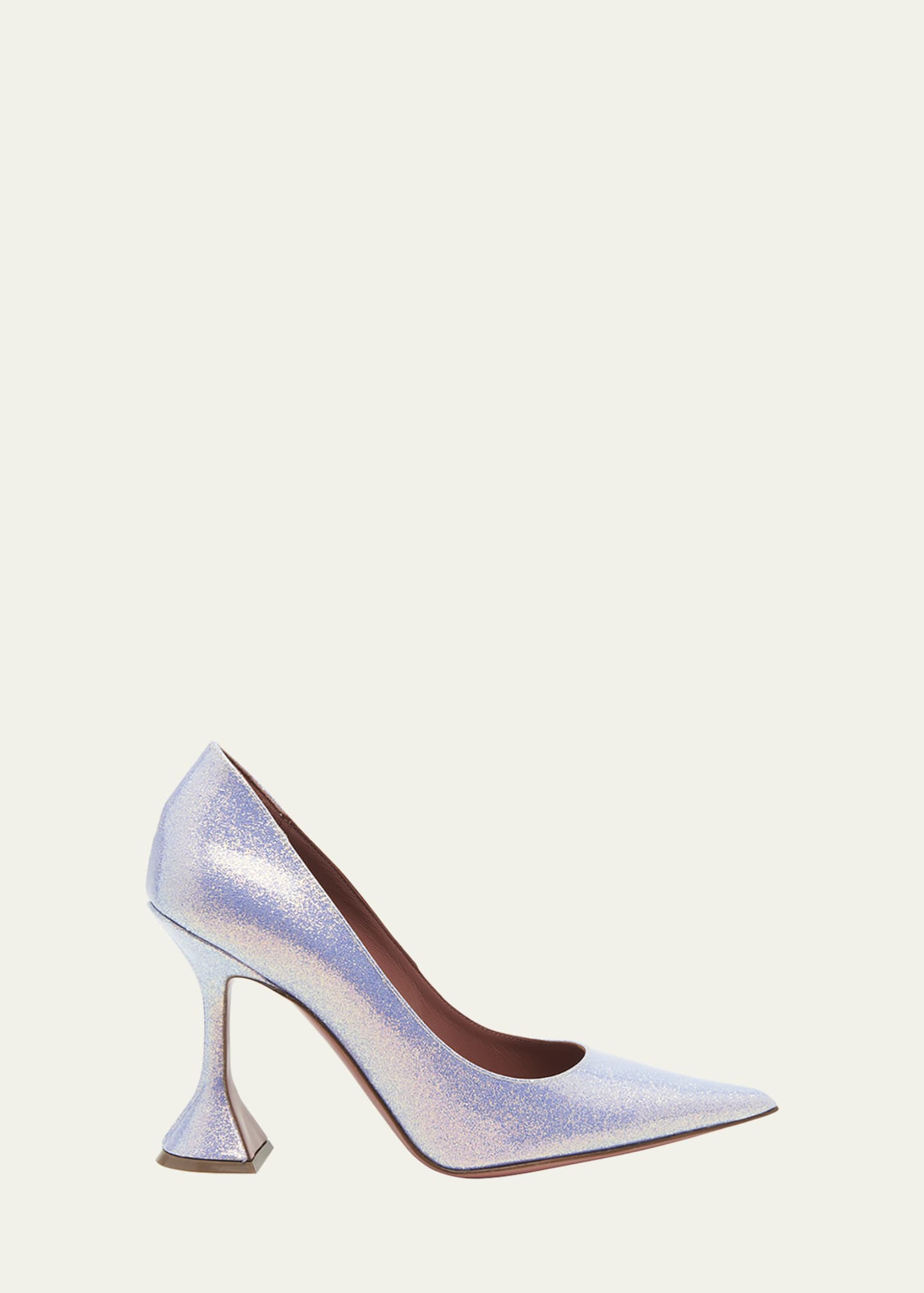 Amina Muaddi Ami Glittery Leather Pedestal Pumps Bergdorf Goodman