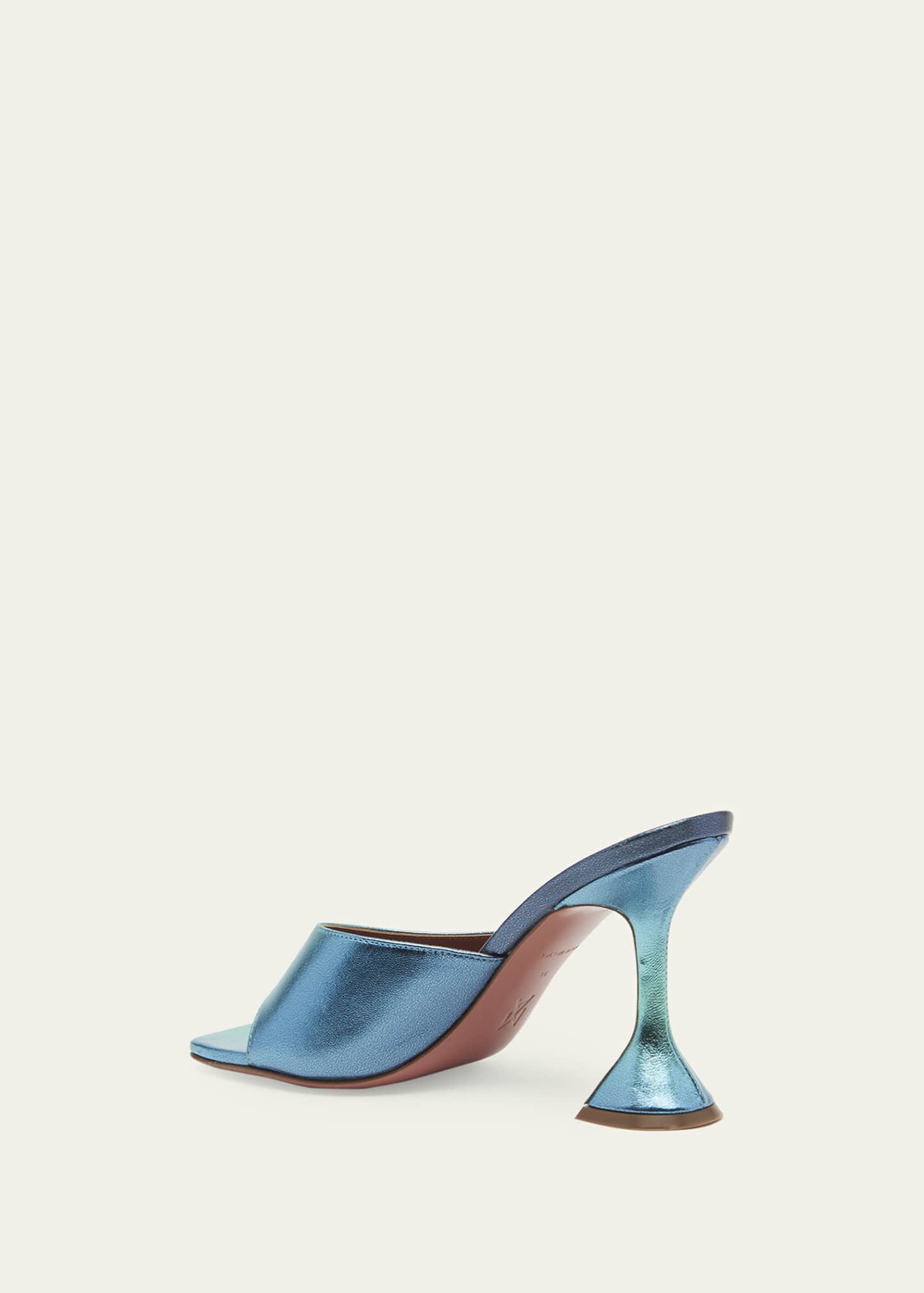 Amina Muaddi Lupita Metallic Leather Pedestal Sandals - Bergdorf Goodman