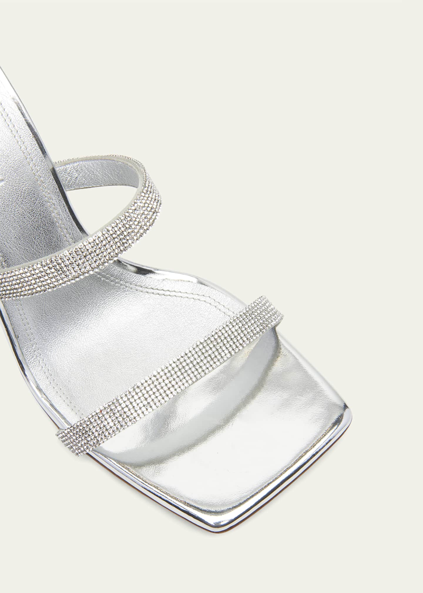 Amina Muaddi Rih Metallic Leather Stiletto Sandals - Bergdorf Goodman