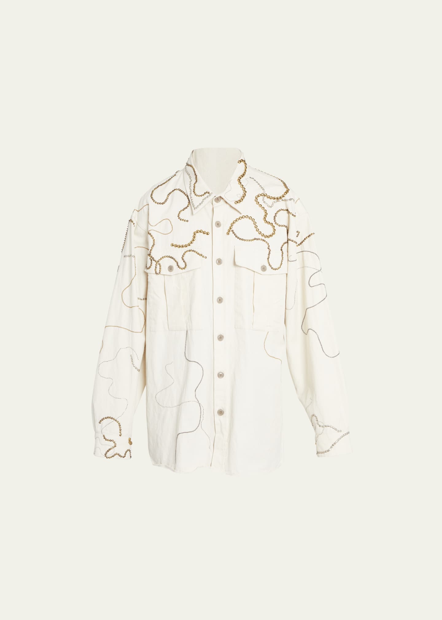 Dries Van Noten Men's Crowsey Embellished Sport Shirt - Bergdorf Goodman