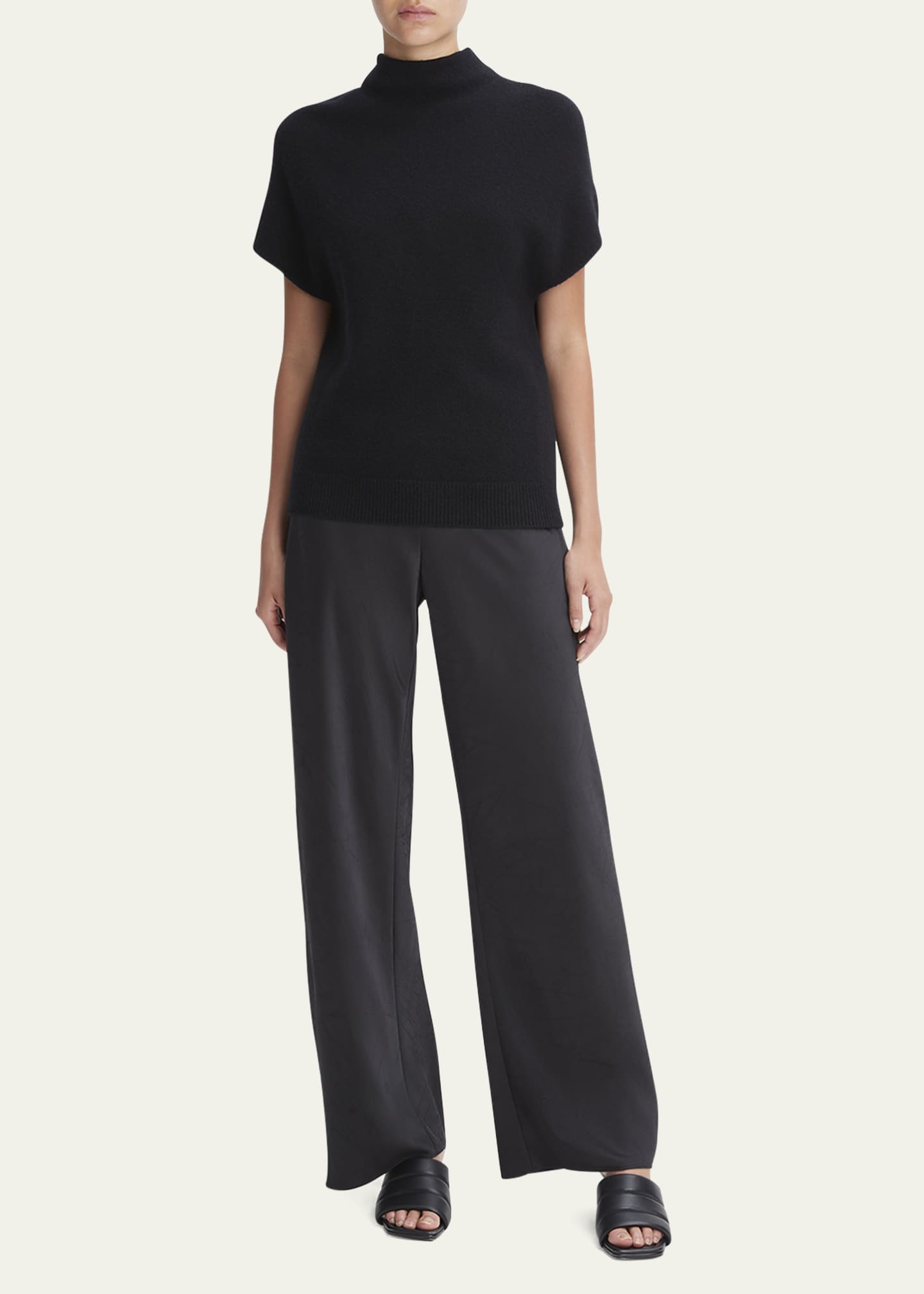 Vince Wool and Cashmere Short-Sleeve Mock-Neck Sweater - Bergdorf Goodman