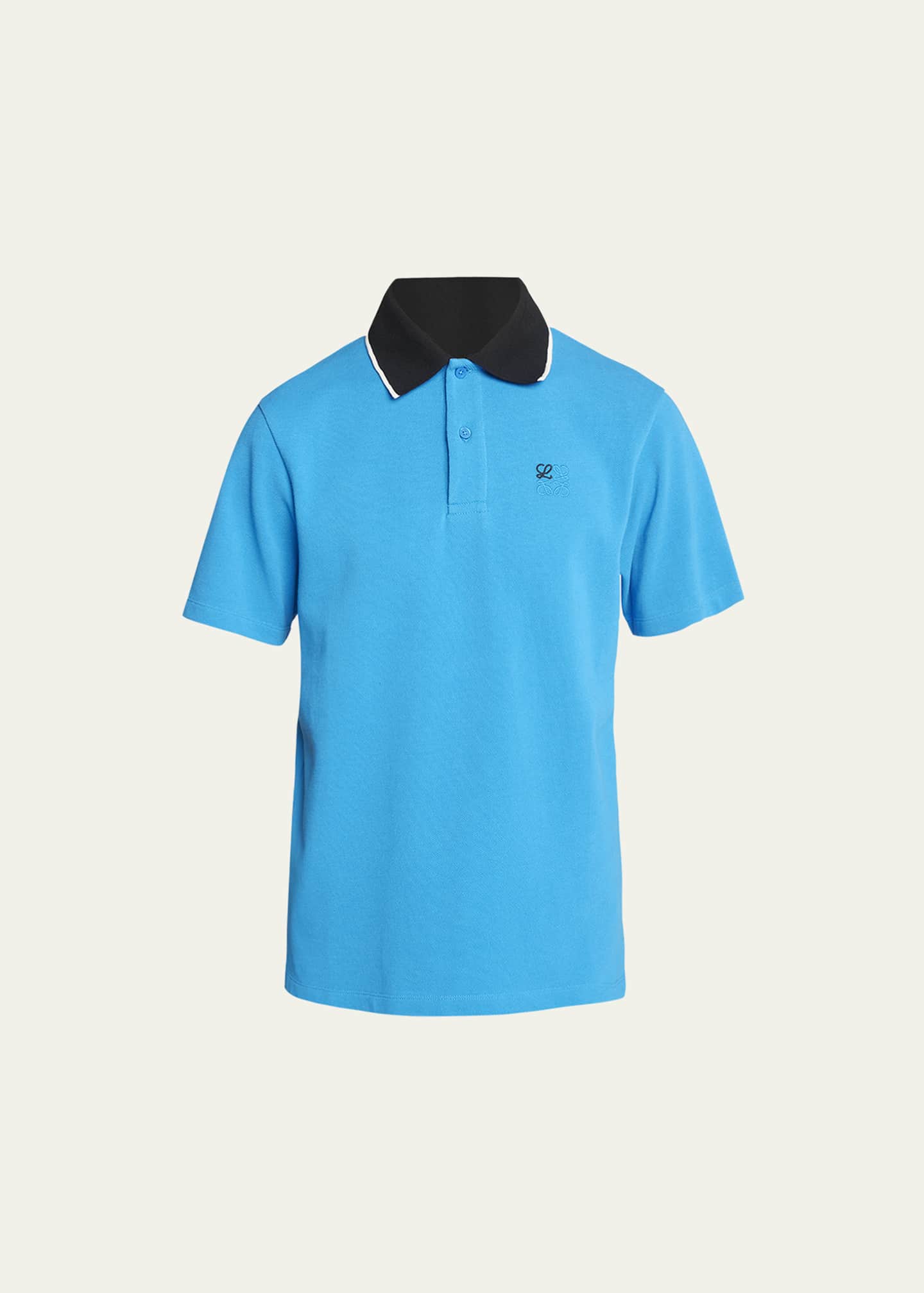 Loewe Men's Pique Contrast-Collar Polo Shirt - Bergdorf Goodman