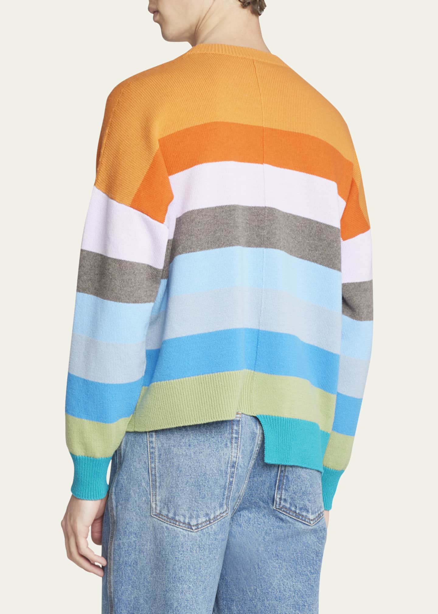 Loewe Men's Multicolor Block Striped Asymmetric Sweater - Bergdorf