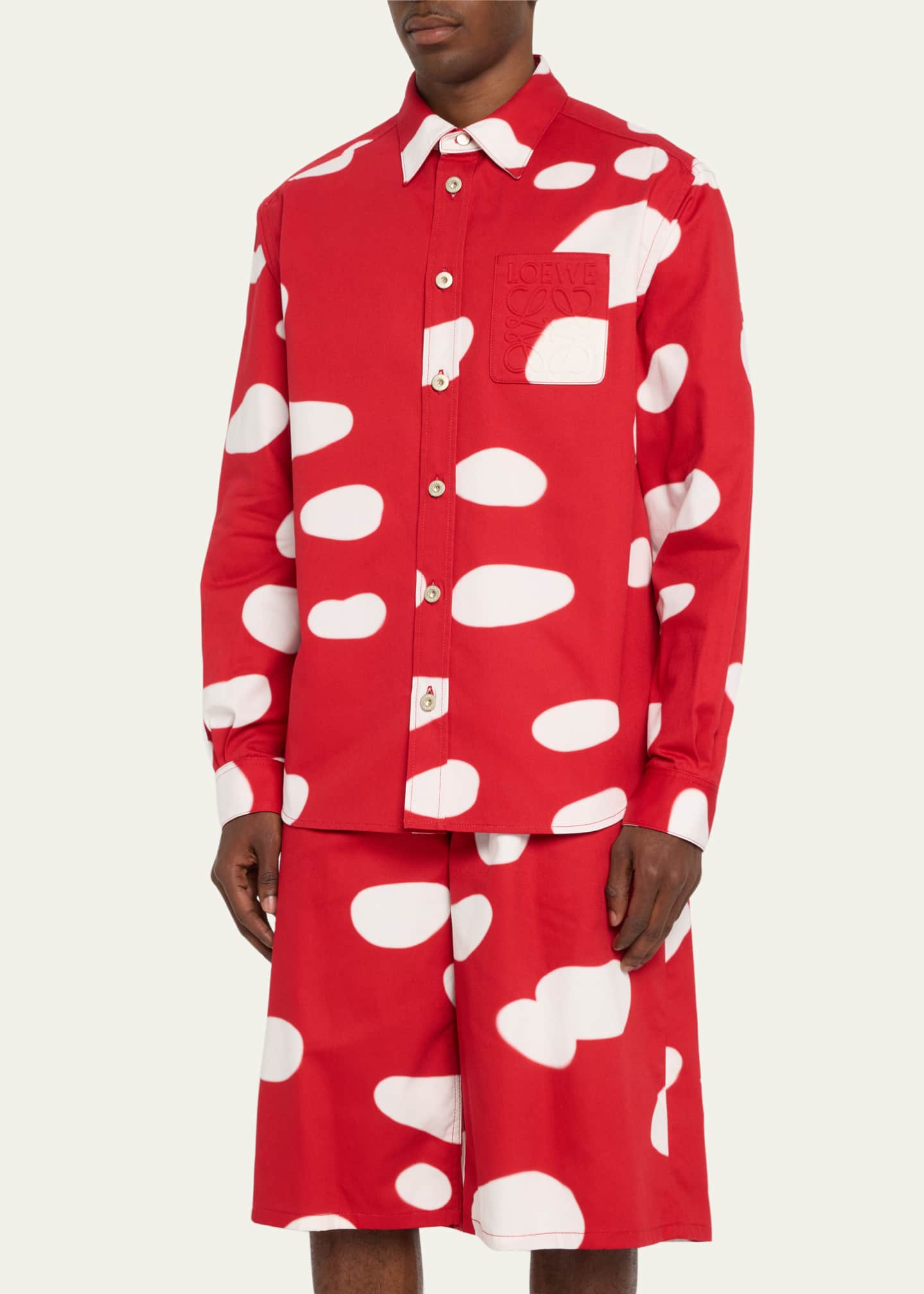 Loewe Men's Poplin Mushroom Sport Shirt Bergdorf Goodman