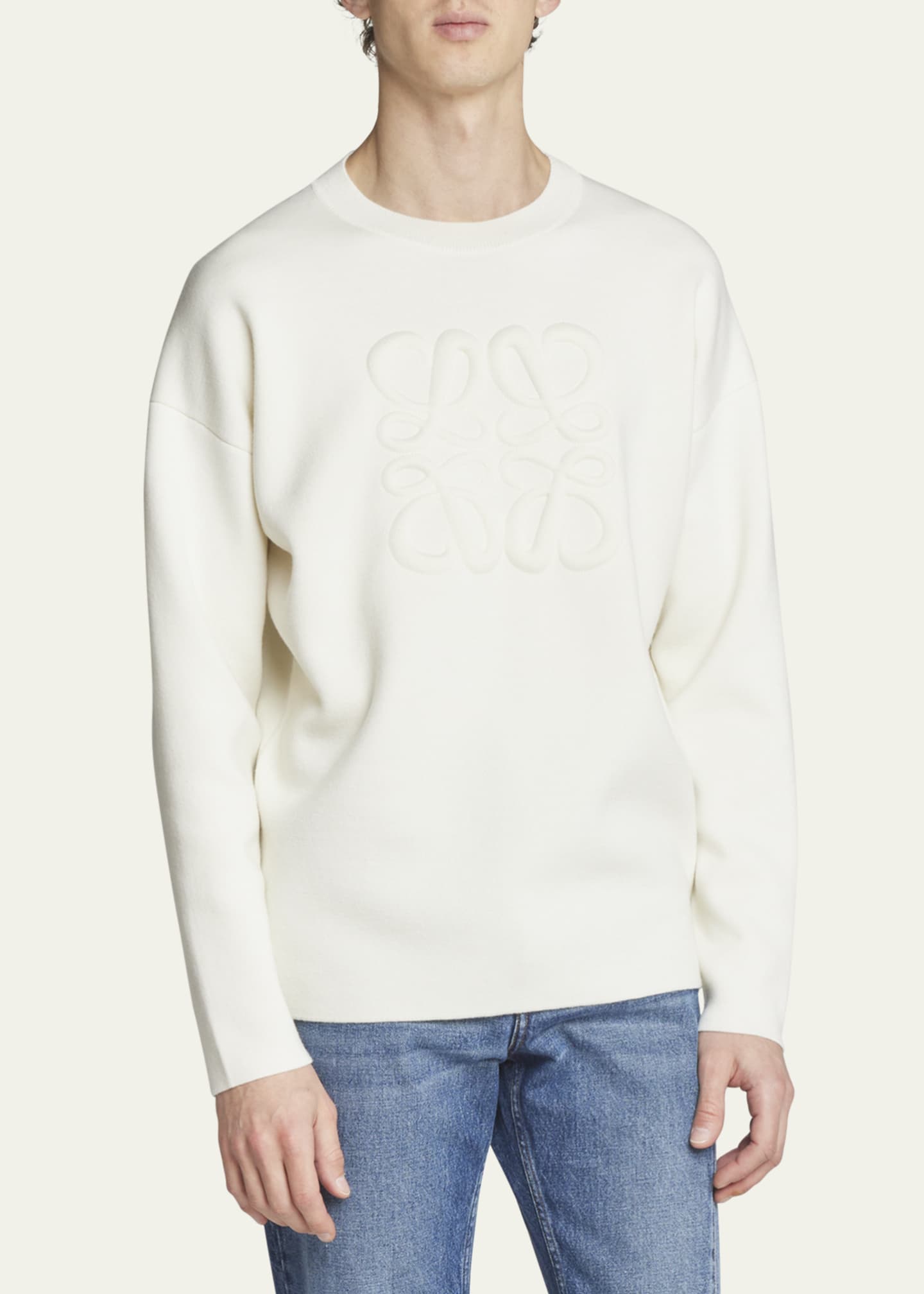 Loewe Men's Debossed Anagram Sweater - Bergdorf Goodman