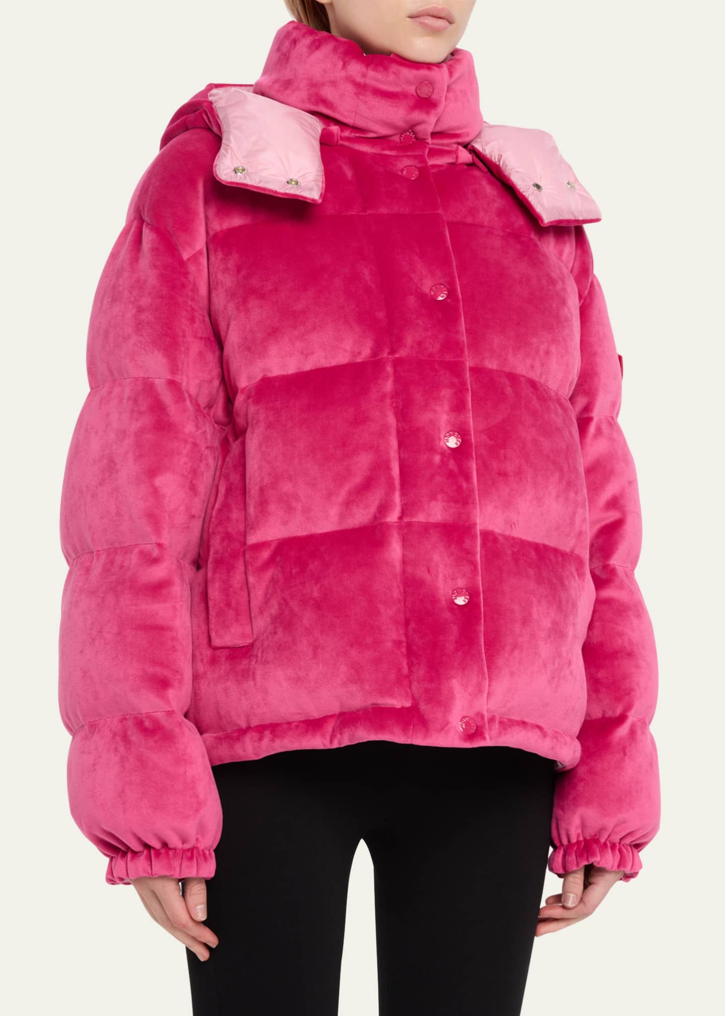Moncler cercis cropped velvet puffer coat outlet