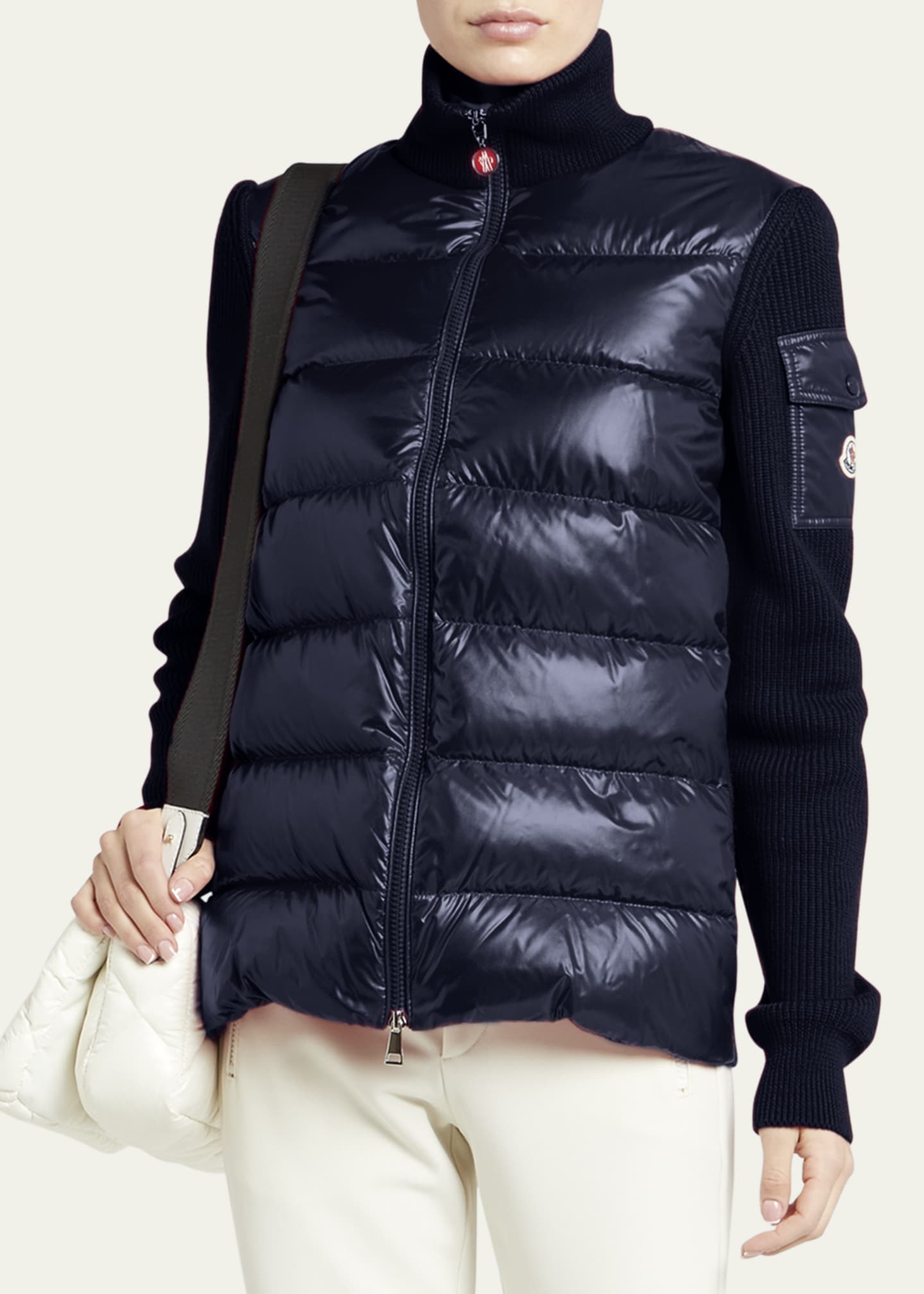 Moncler Mixed Media Wool Puffer Cardigan Image 4 of 5