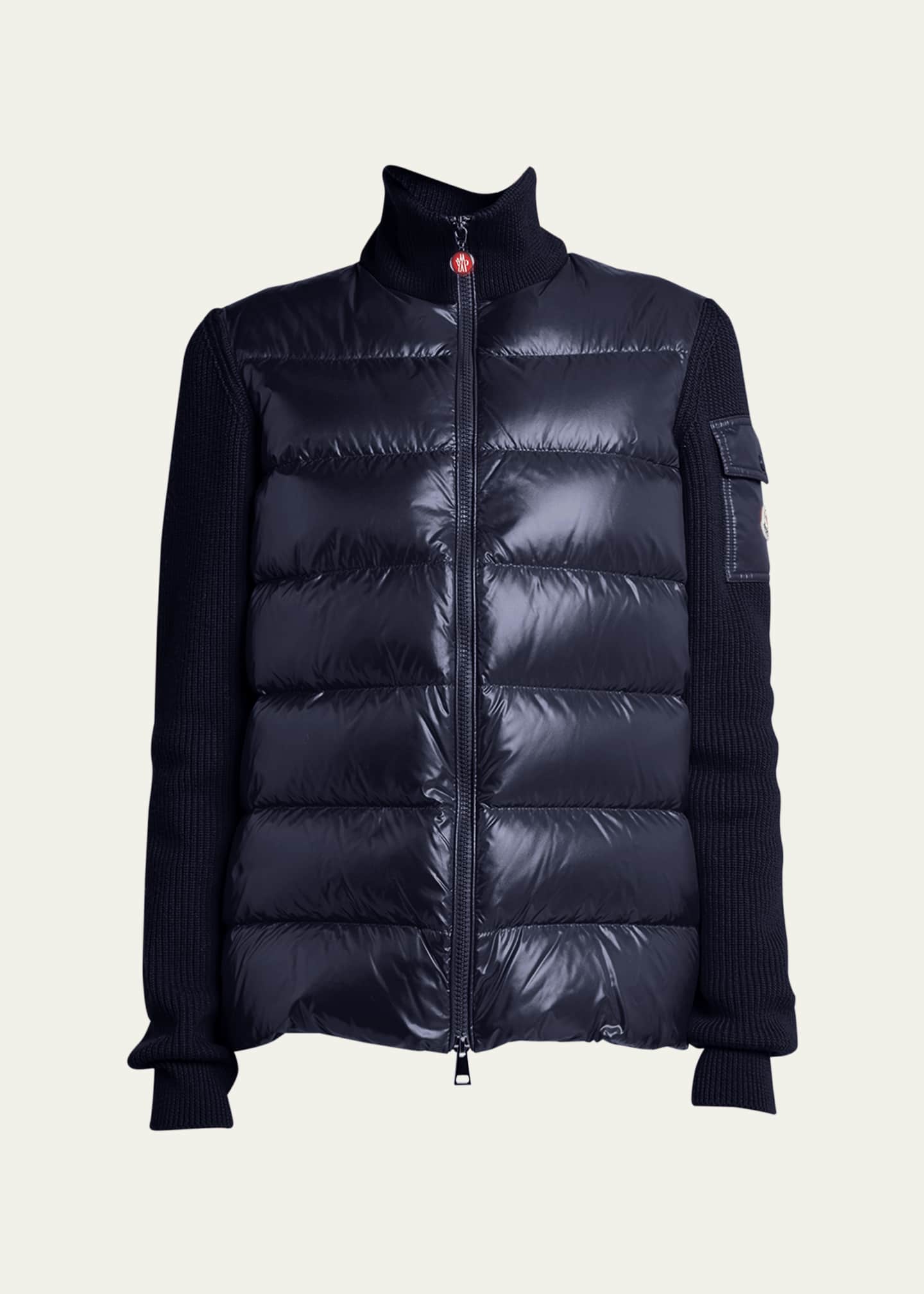 Moncler Mixed Media Wool Puffer Cardigan Image 1 of 5