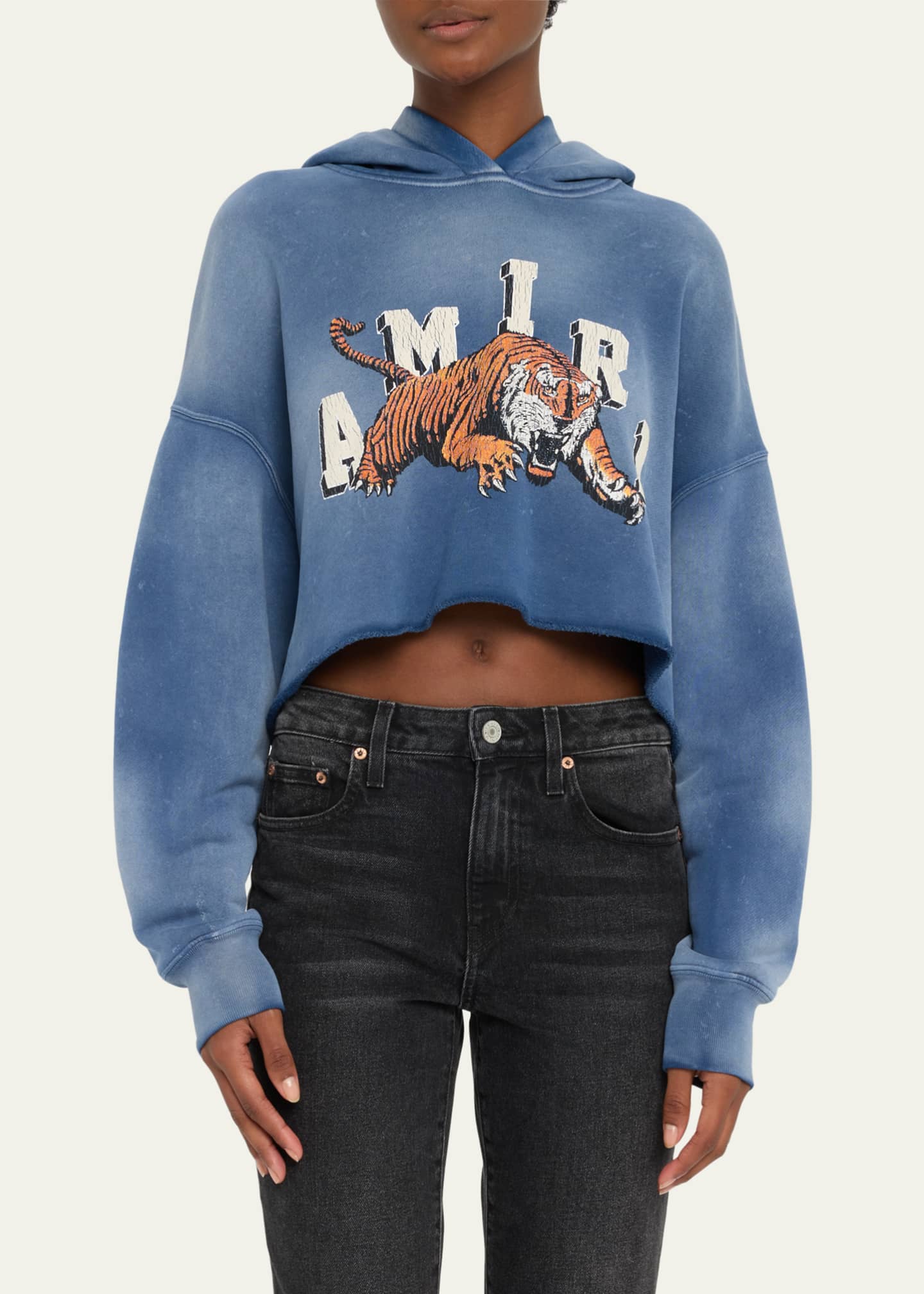 Amiri Vintage Cropped Tiger Hoodie - Bergdorf Goodman