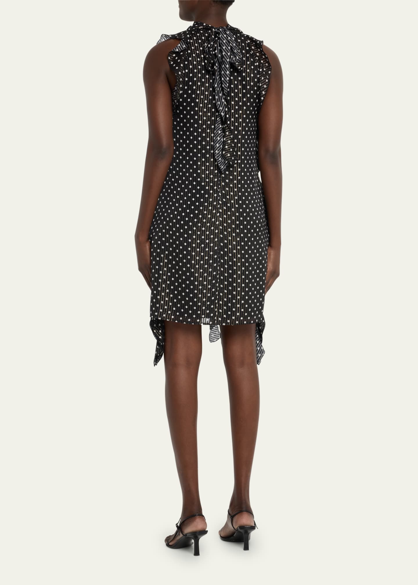 Dotted ruffle chiffon dress discount