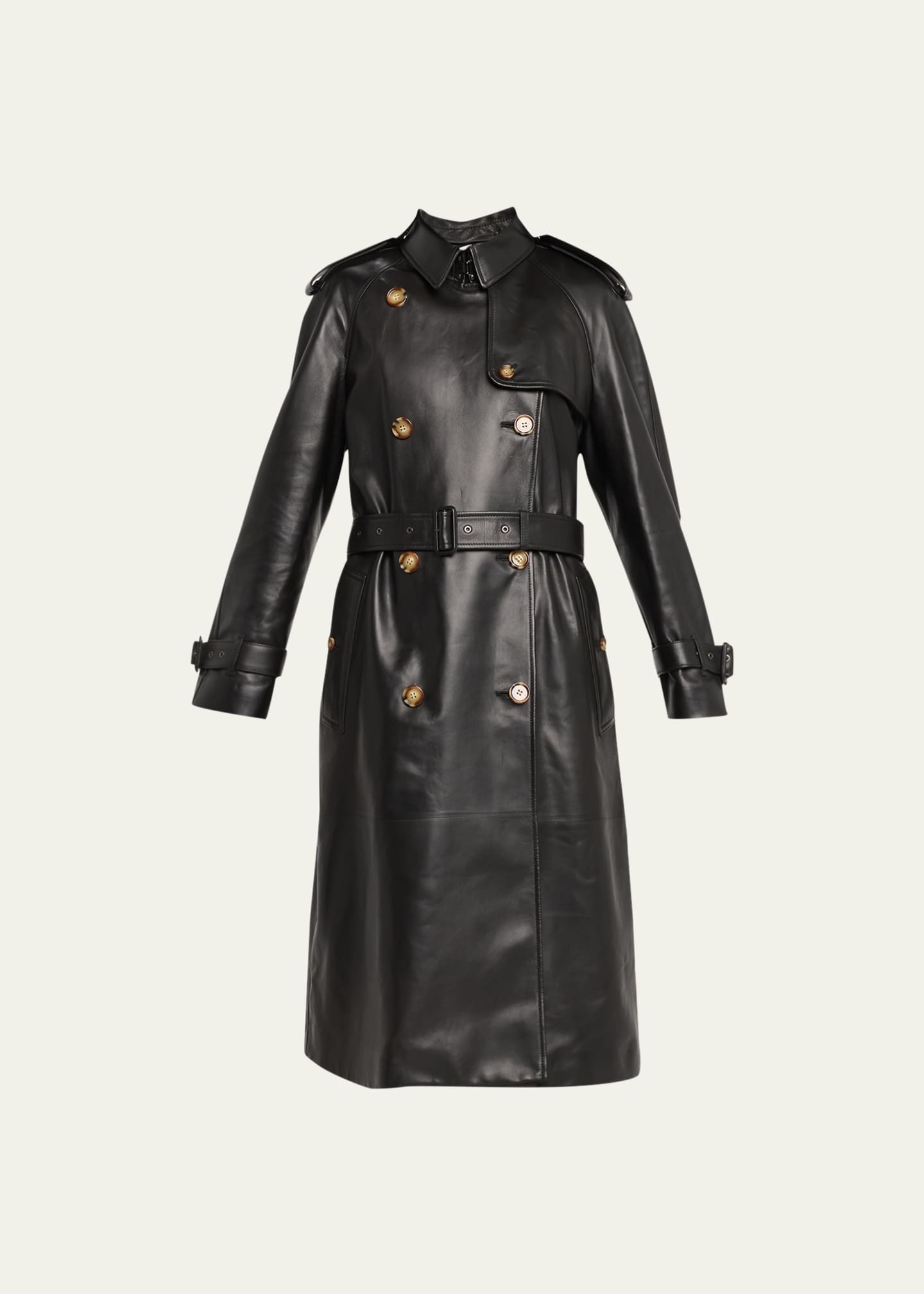 Burberry Harehope Belted Leather Trench Coat - Bergdorf Goodman
