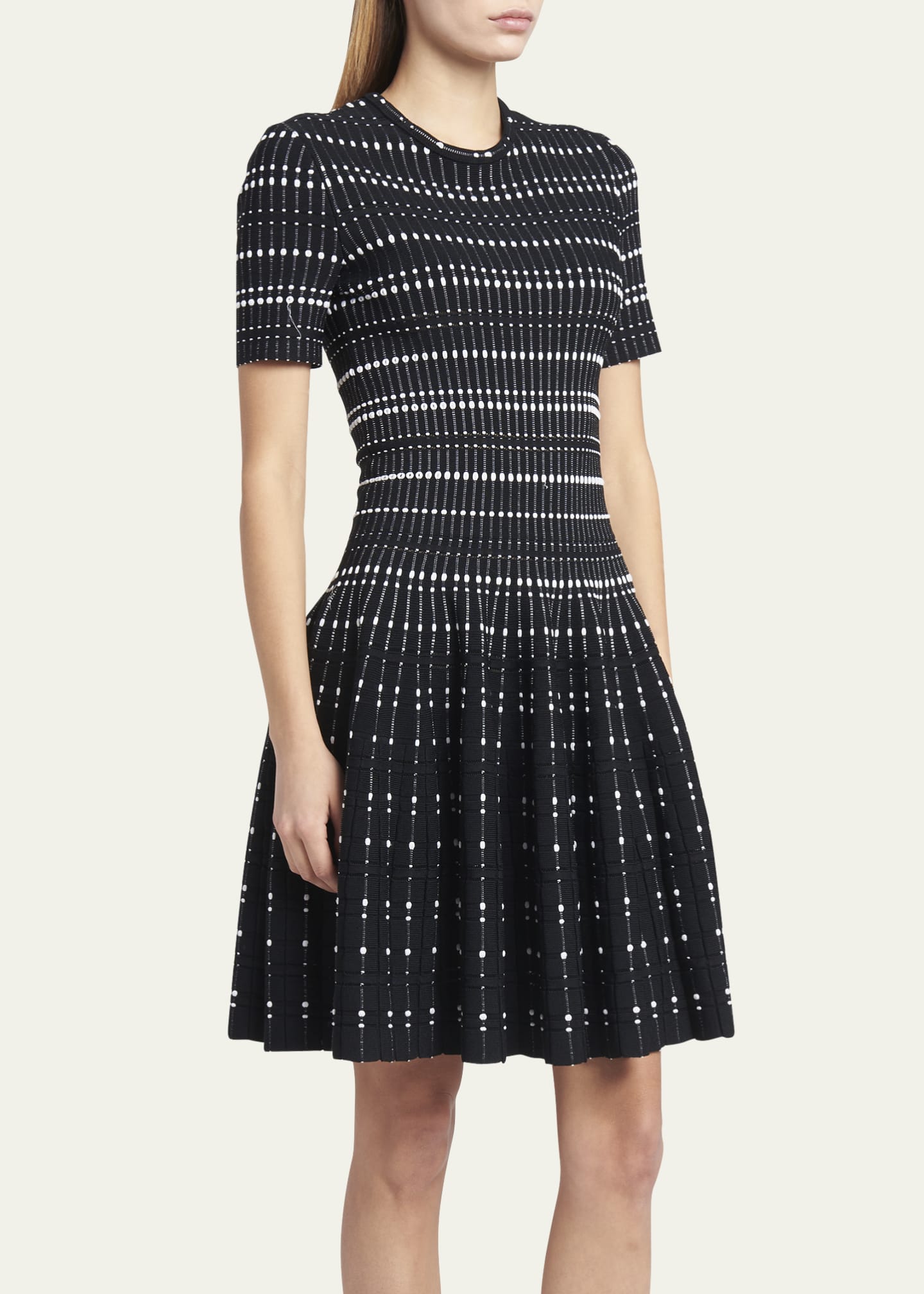 Alexander McQueen Contrast Dot Knit Mini Dress - Bergdorf Goodman