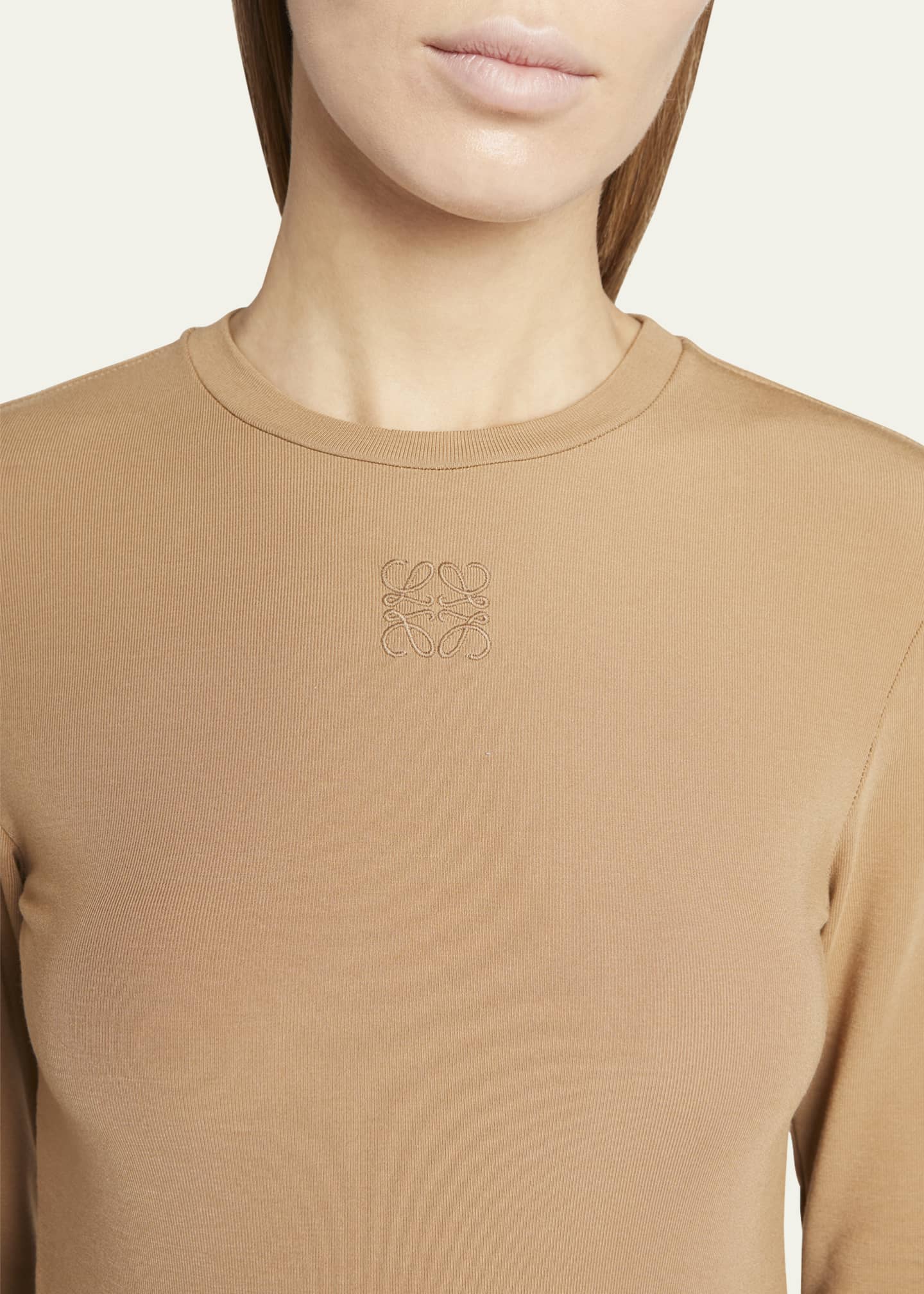Loewe AnagramEmbroidered LongSleeve Second Skin Jersey Top Bergdorf