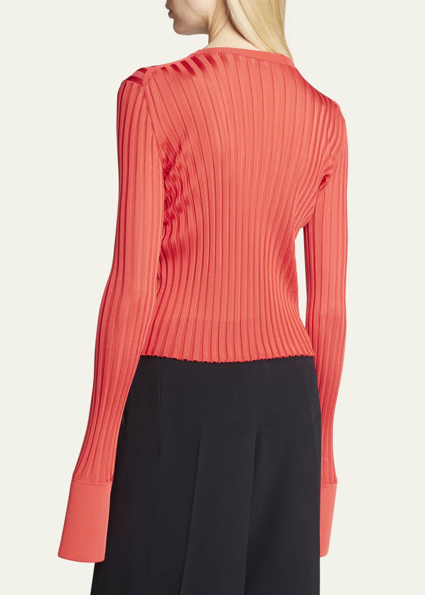 Loewe BellSleeve Ribbed Fitted Knit Top Bergdorf Goodman