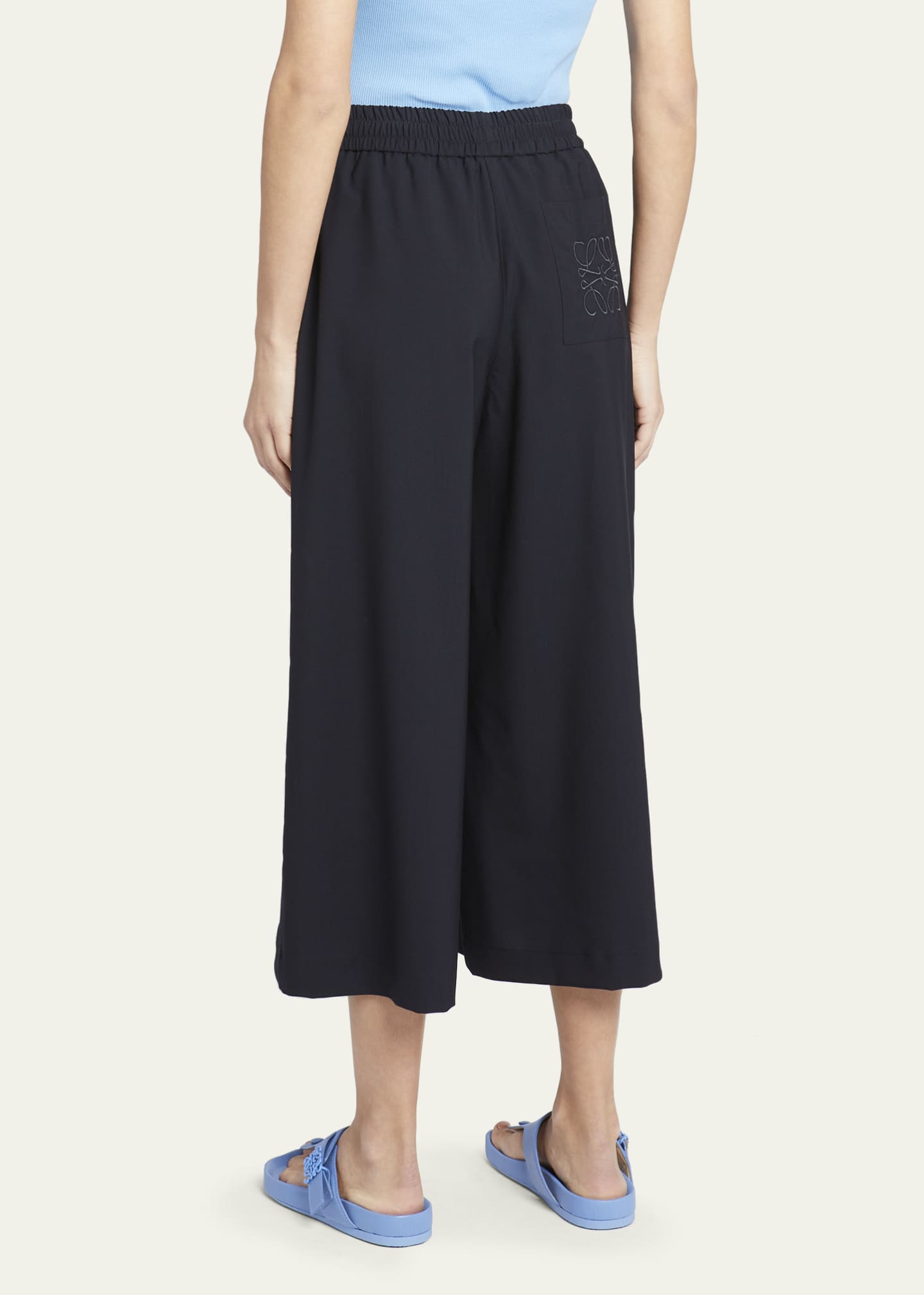 Loewe Elastic Waist Wool Crop Pants Bergdorf Goodman