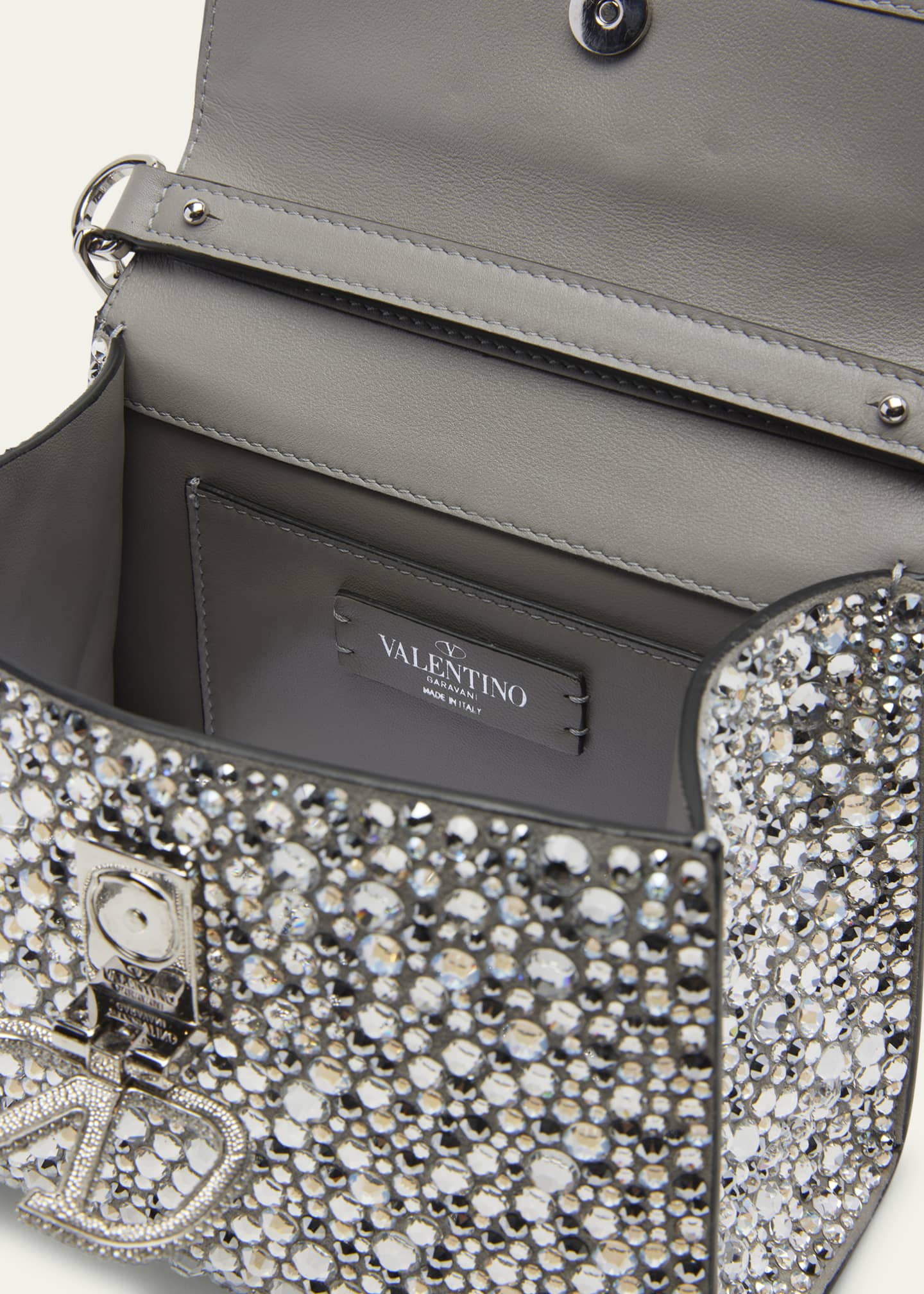 Valentino Garavani Mini Vsling Handbag With Rhinestones Woman Aquamarine  Uni