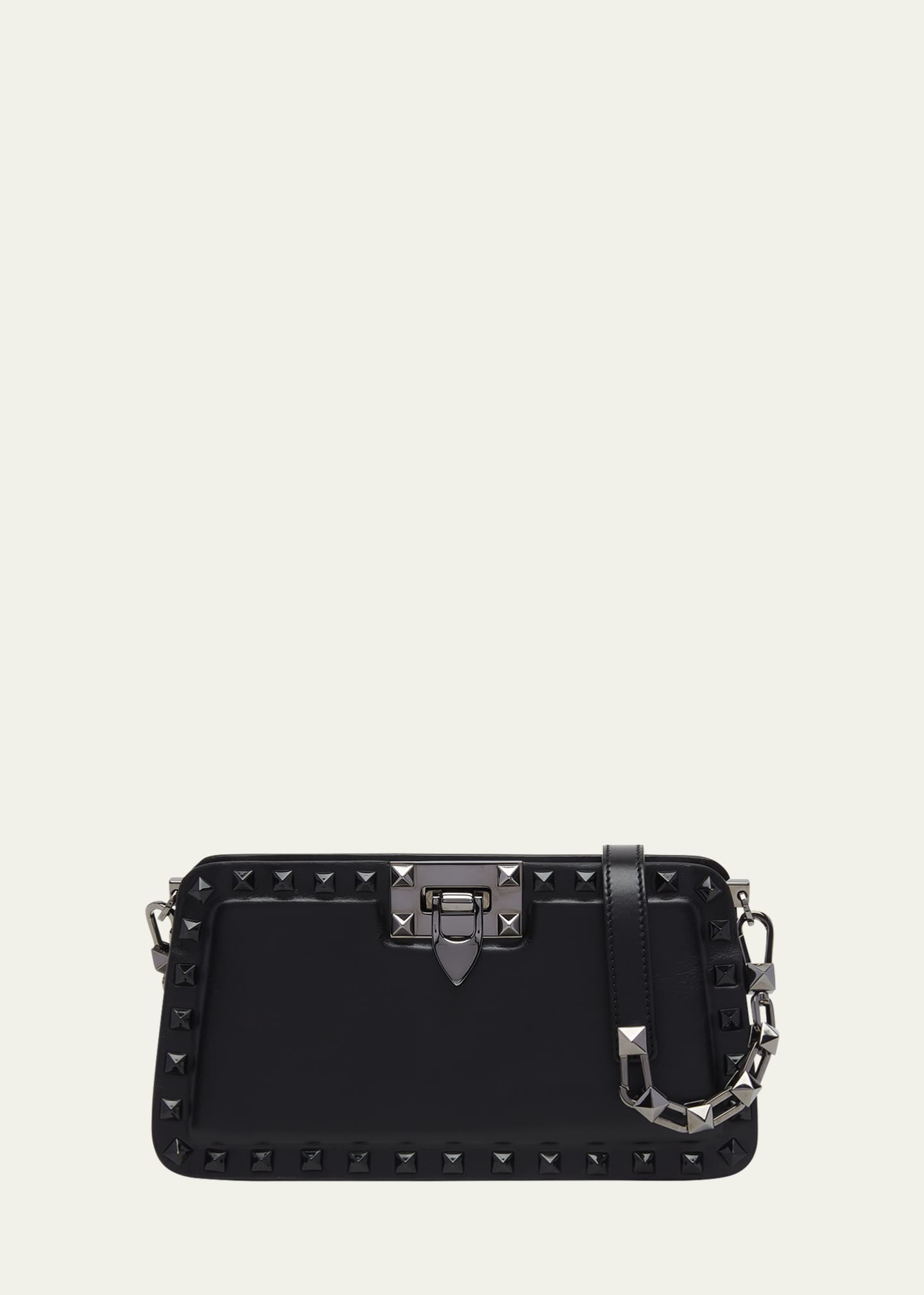 Valentino Tonal Rockstud Leather Clutch Bag