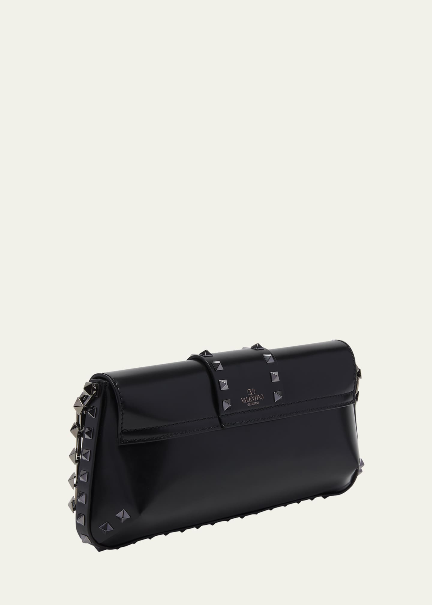 Valentino Garavani Rockstud leather clutch bag - Black