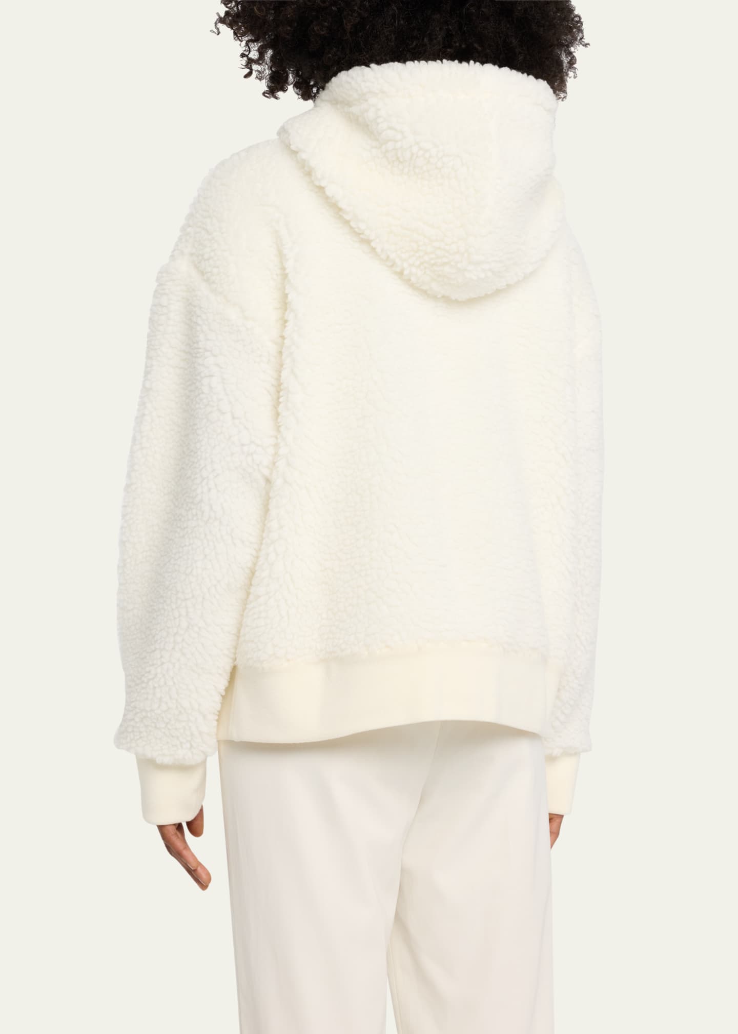 Moncler Faux Sherpa Hooded Zip Up Cardigan