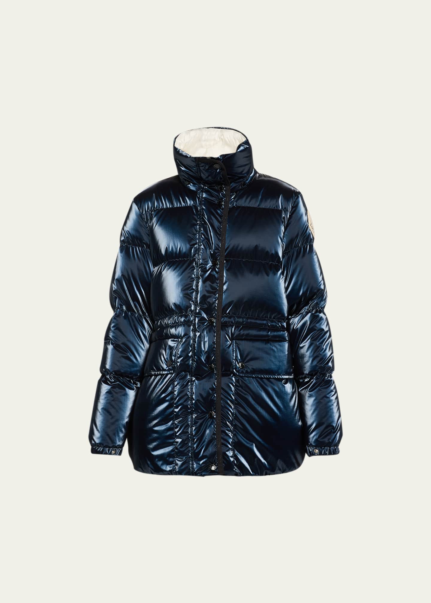 Moncler metallic puffer jacket online